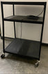 Dynastar 3-Tier Rolling AV Utility Cart Black w/ Cable Management & Locking Casters