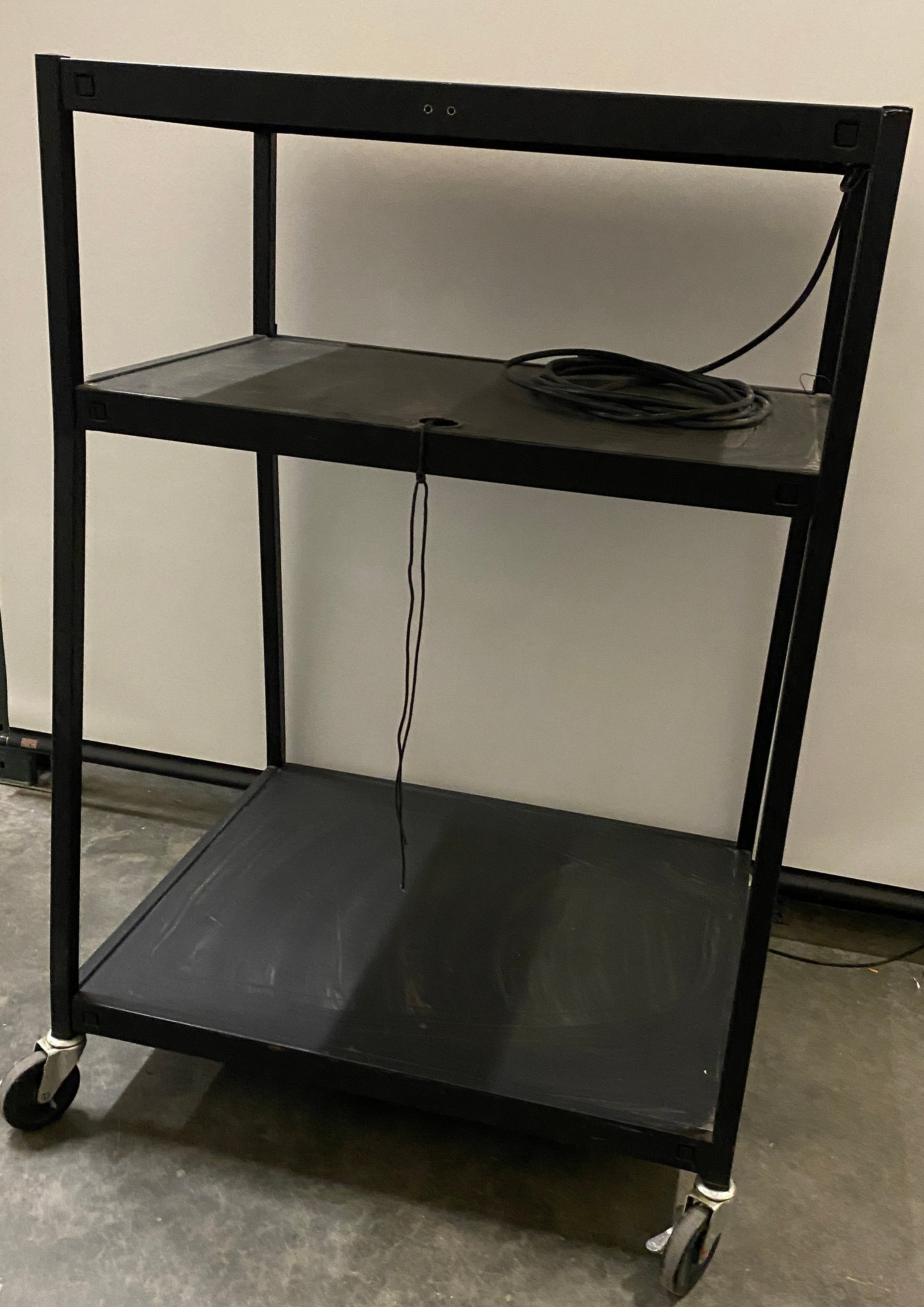 Dynastar 3-Tier Rolling AV Utility Cart Black w/ Cable Management & Locking Casters