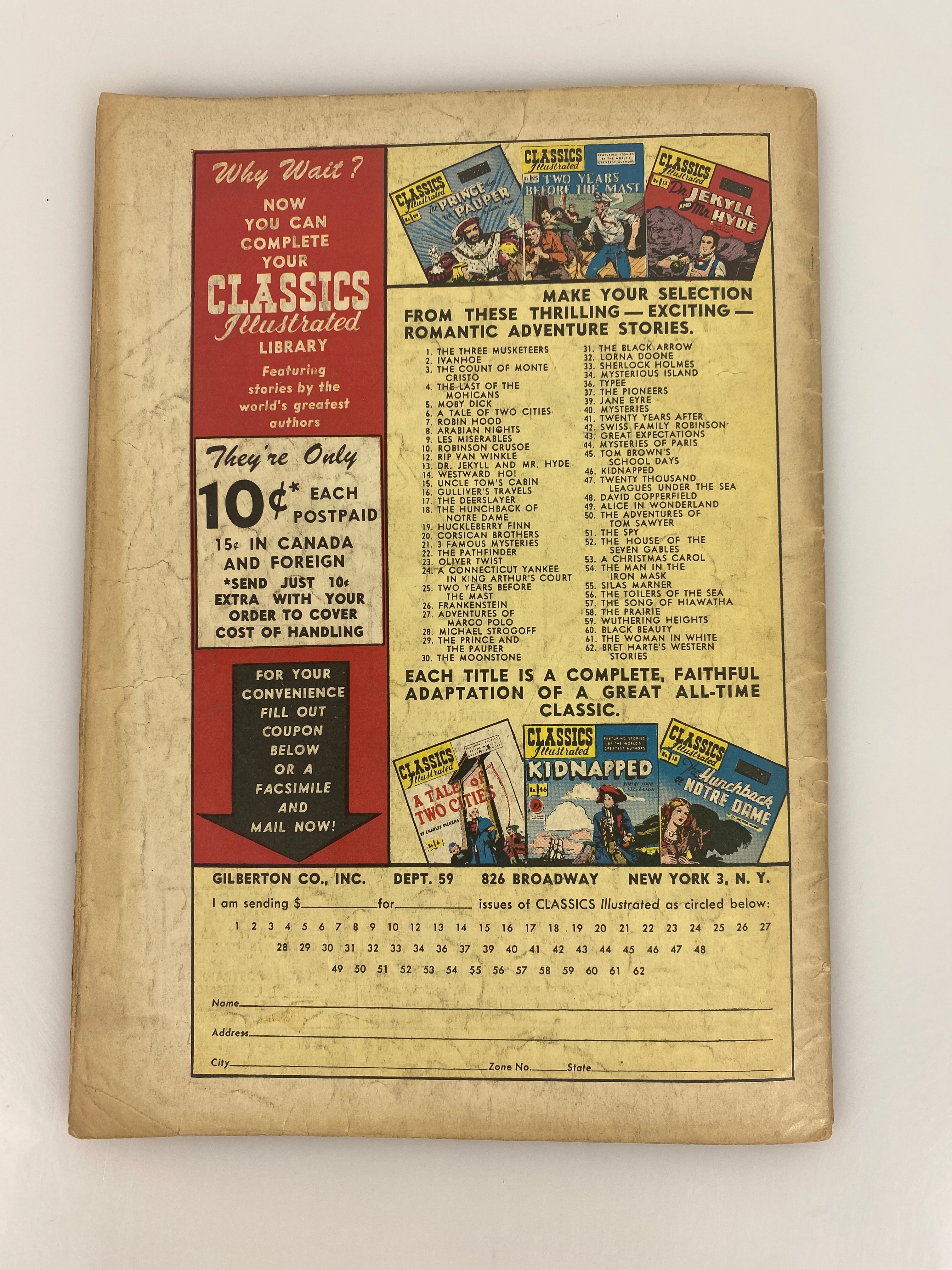 Classics Illustrated Corsican Brothers Dumas No. 20 HRN62
