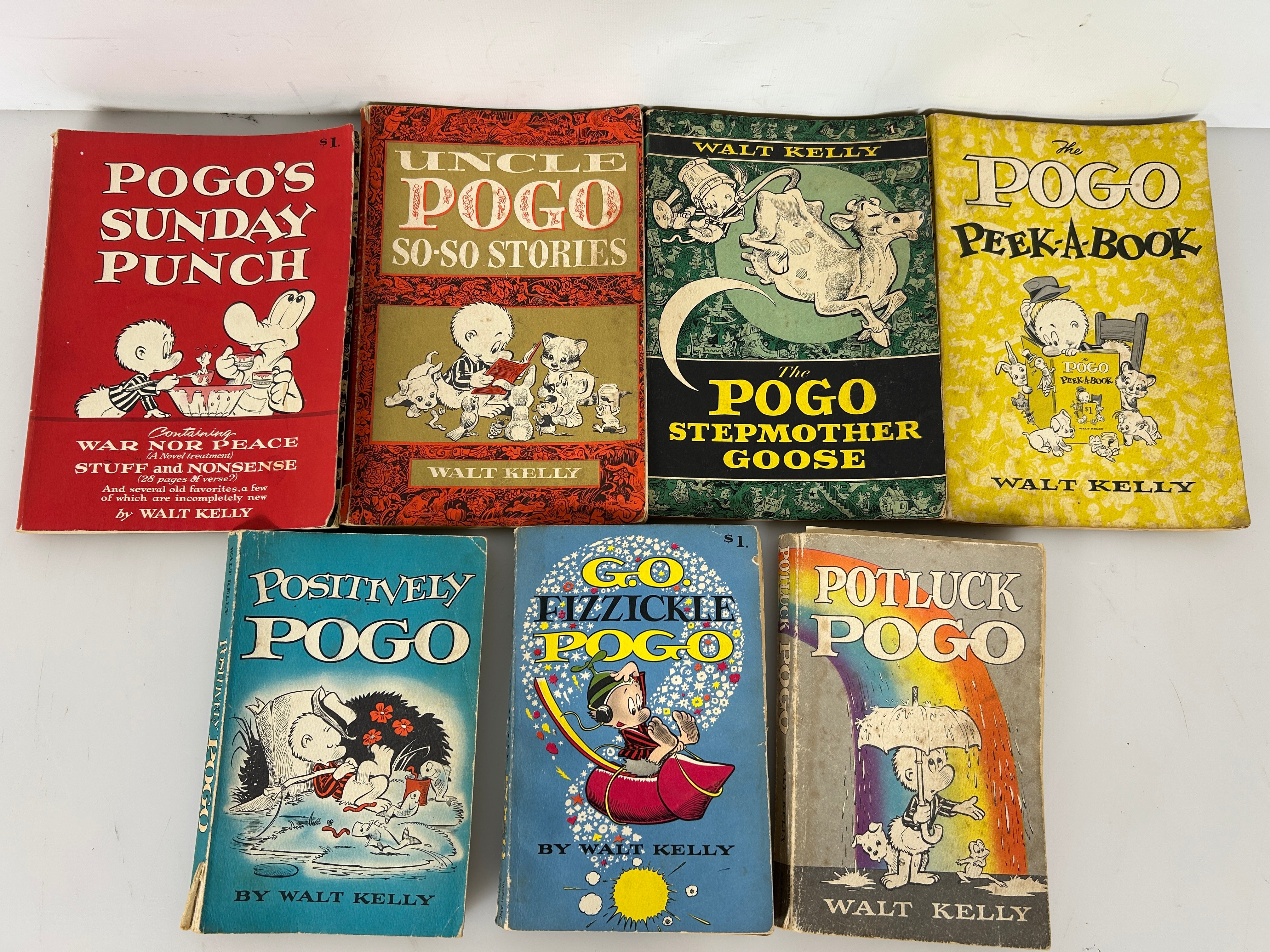 Lot of 7 Potluck Pogo by Walt Kelly 1950's Simon & Schuster SC