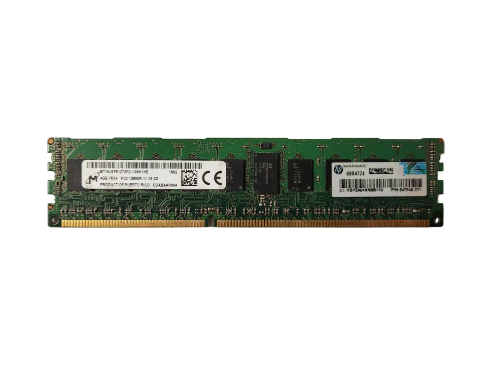 4GB 1Rx4 PC3-12800 DDR3-1600 ECC Registered RAM
