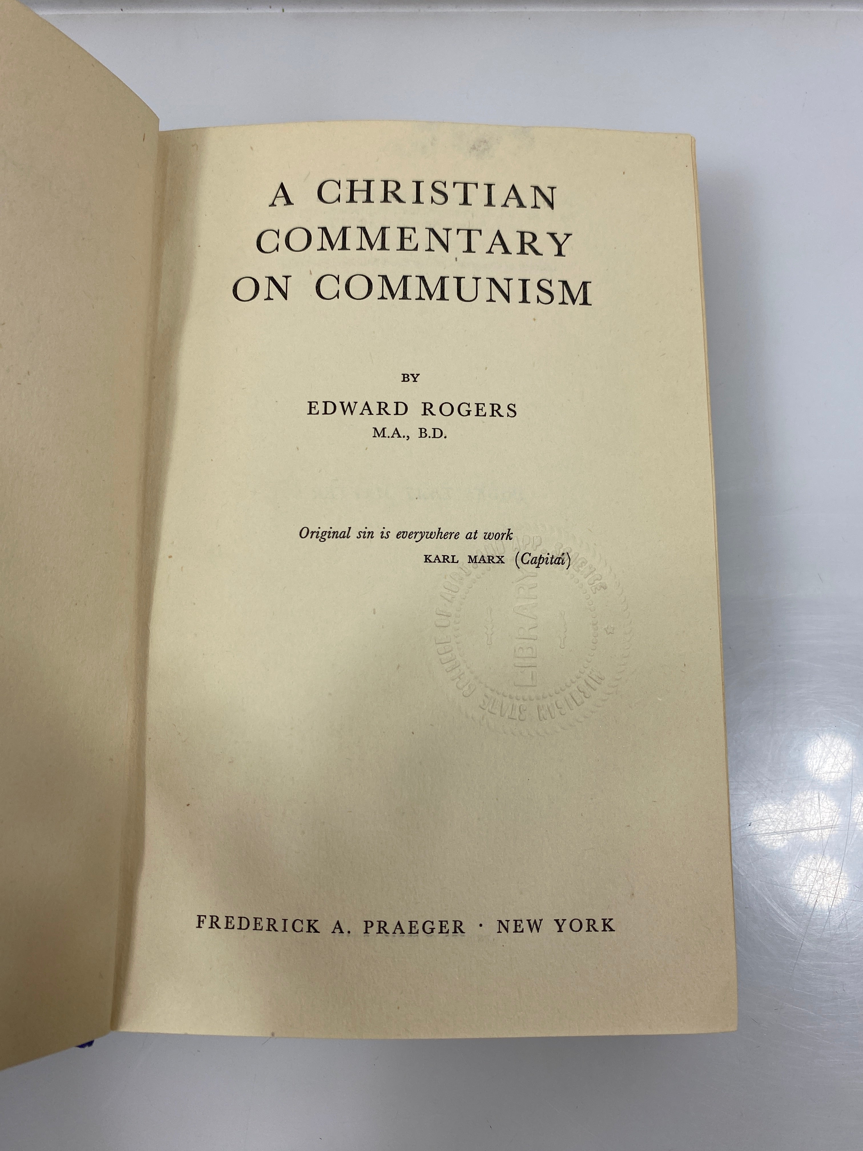 A Christian Commentary on Communism by Rogers 1952 HC