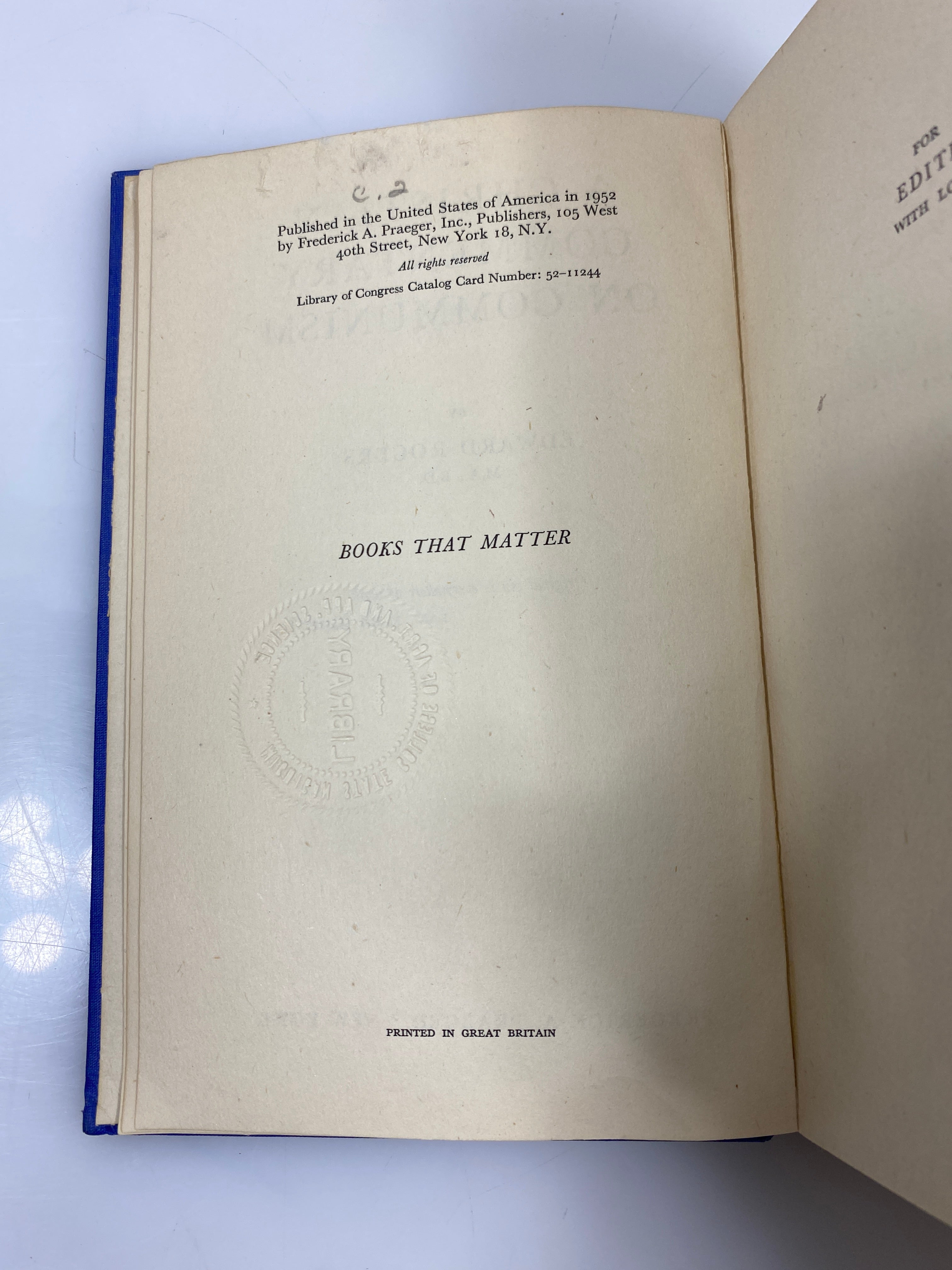 A Christian Commentary on Communism by Rogers 1952 HC