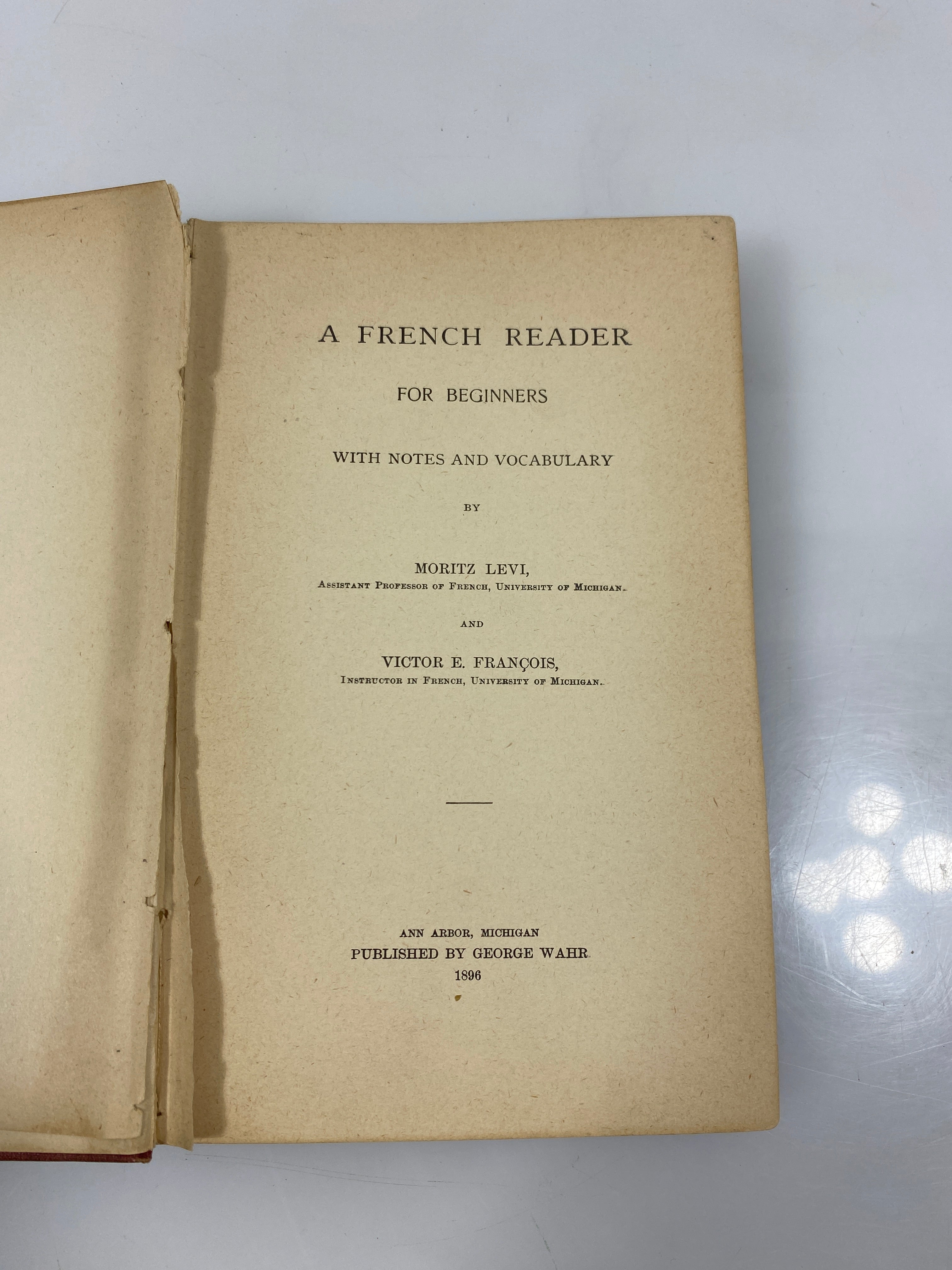 A French Reader for Beginners by Levi/Francois 1896 HC