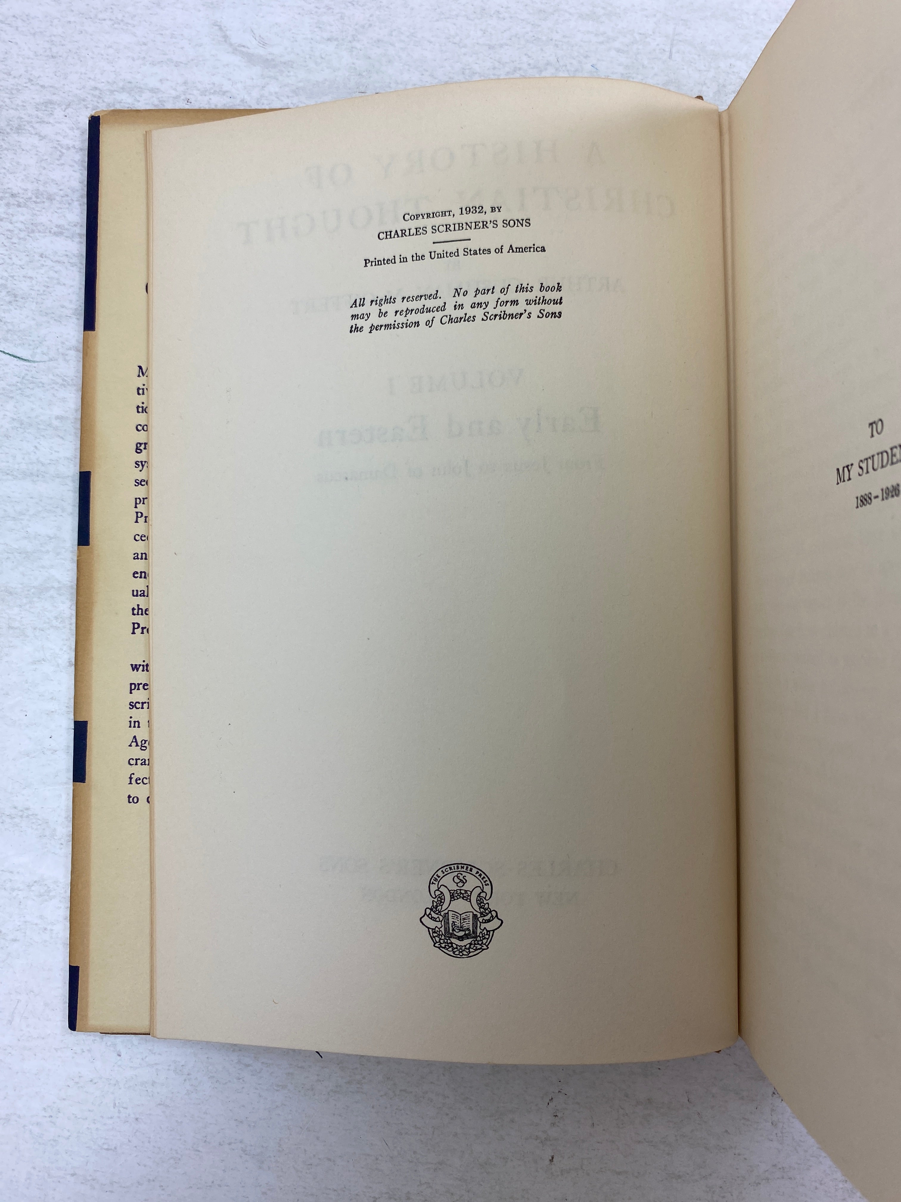 A History of Christian Thought Vol. I by McGiffert 1949 HCDJ