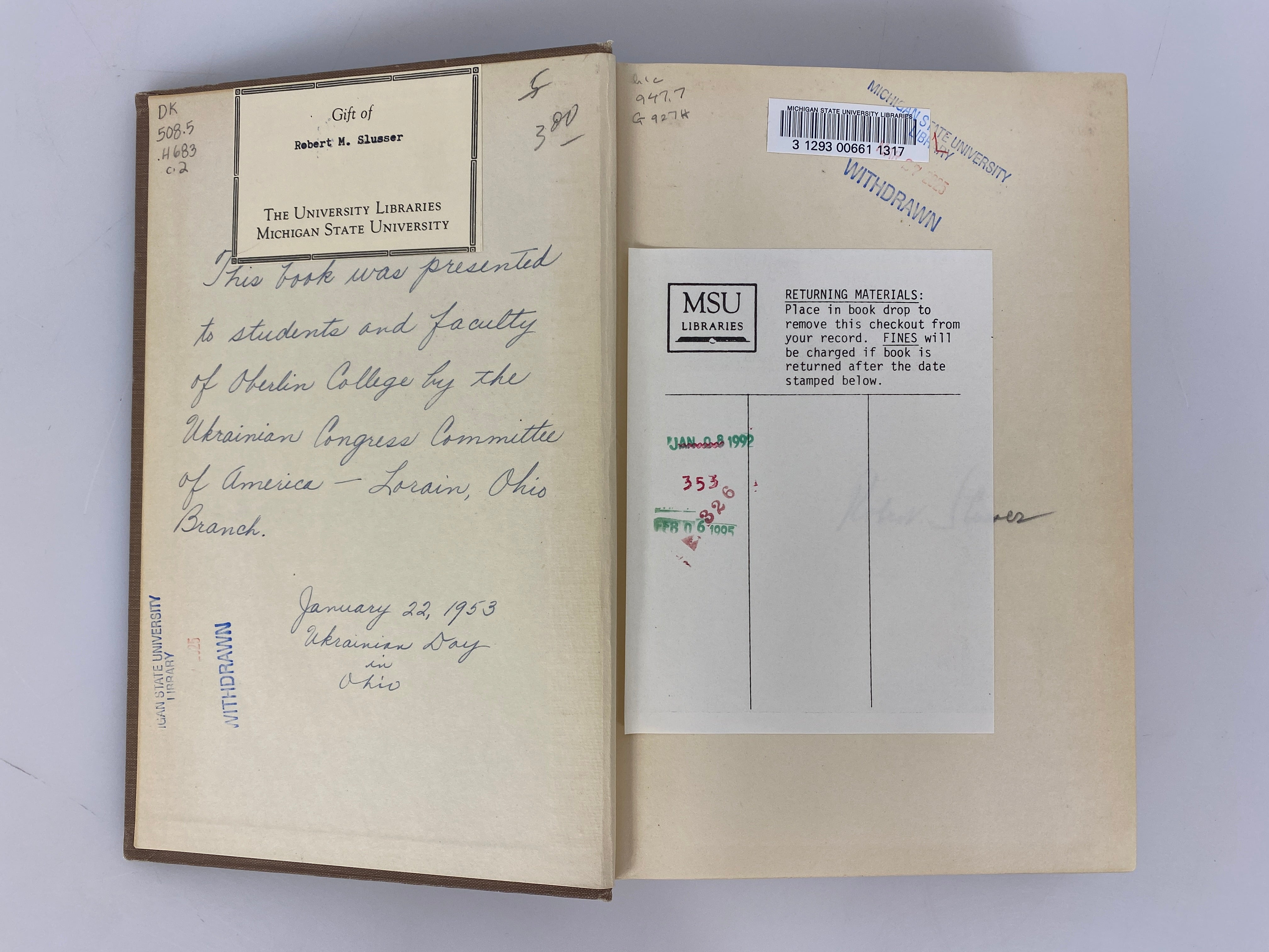 A History of Ukraine by Michael Hrushevsky 1948 3rd Printing Ex-Library HC