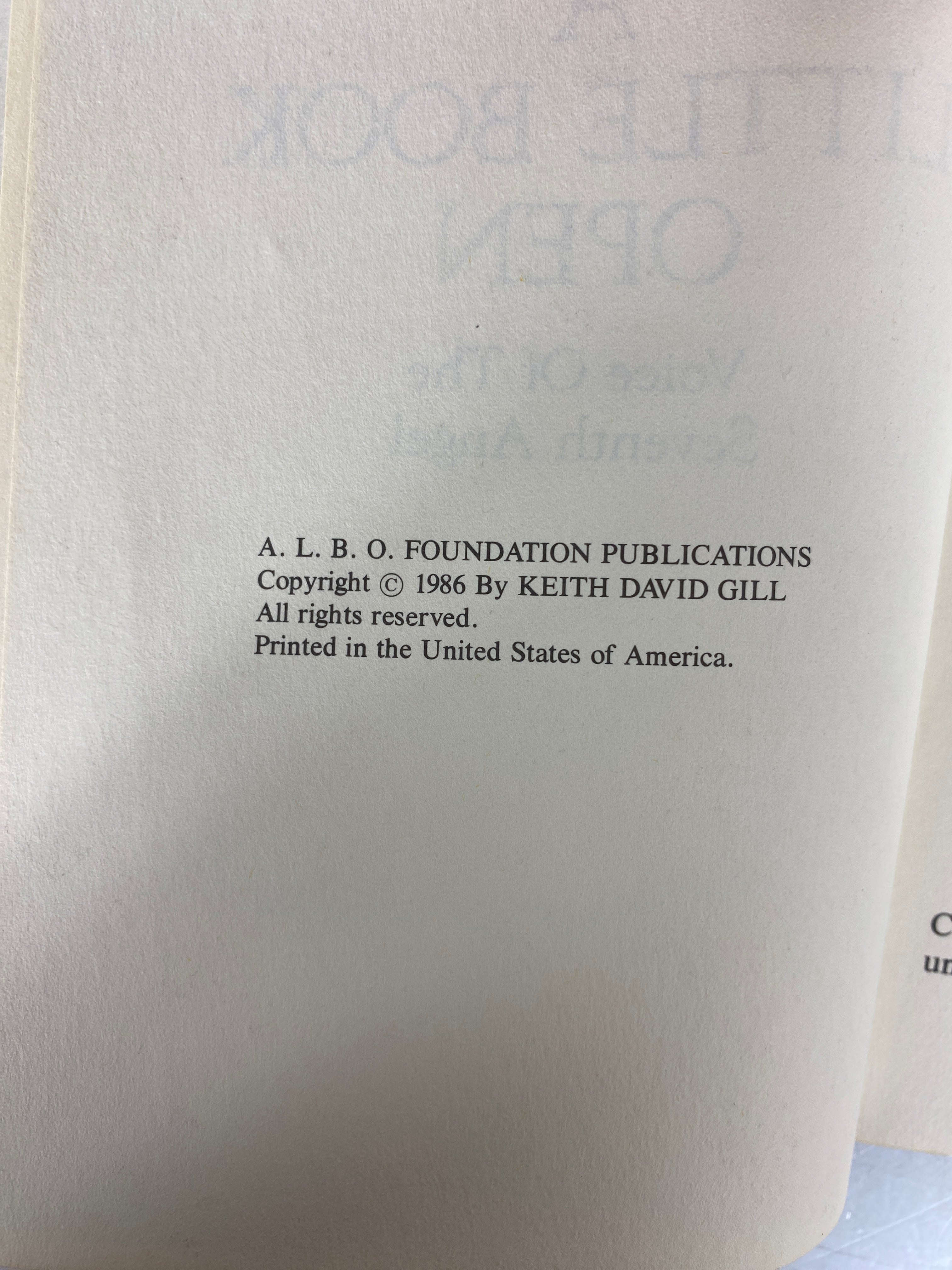 A Little Book Open Voice of the Seventh Angel by Keith David Gill Rare Signed SC