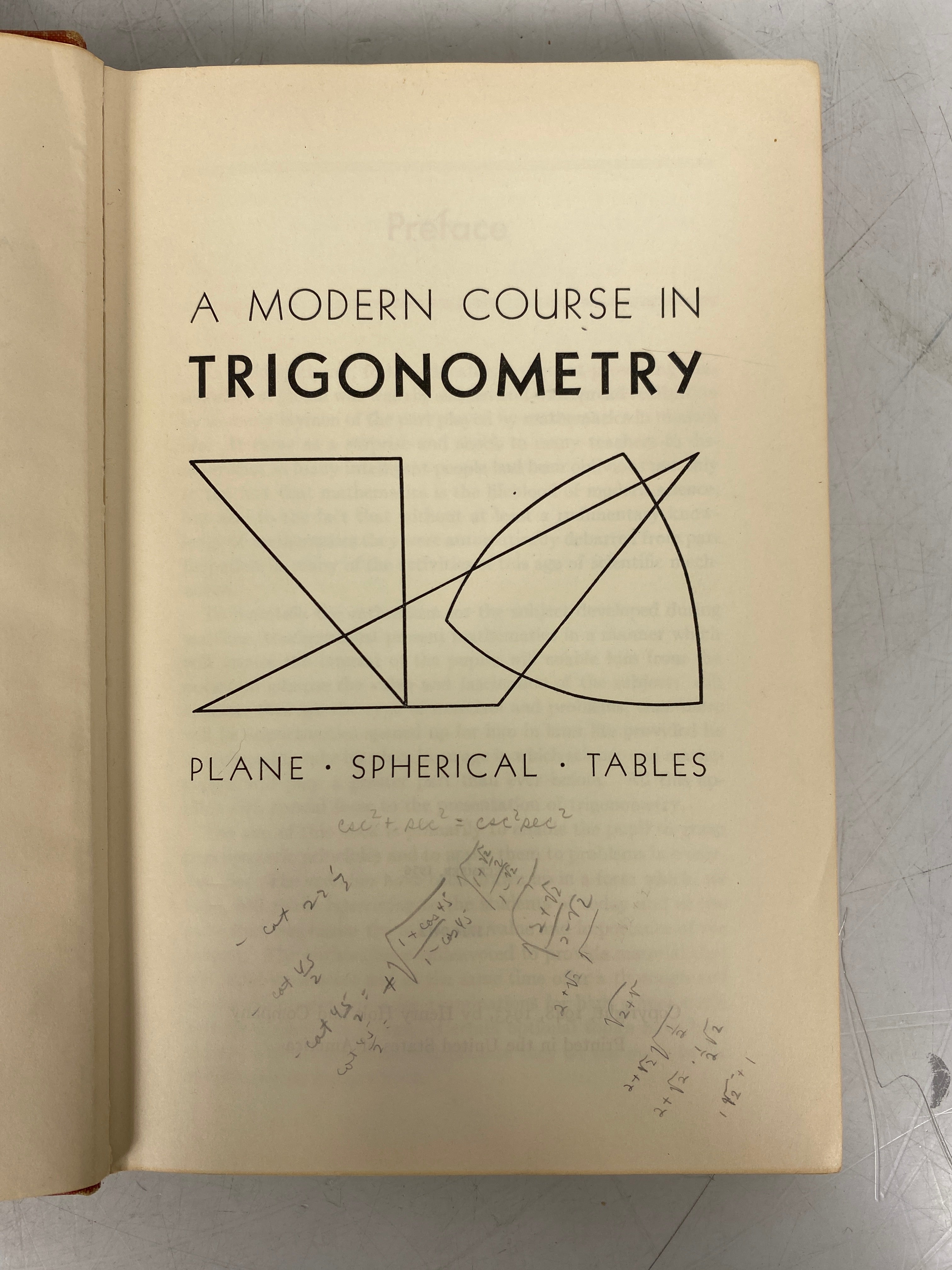 A Modern Course in Trigonometry by Hooper & Griswold 1956 Vintage HC