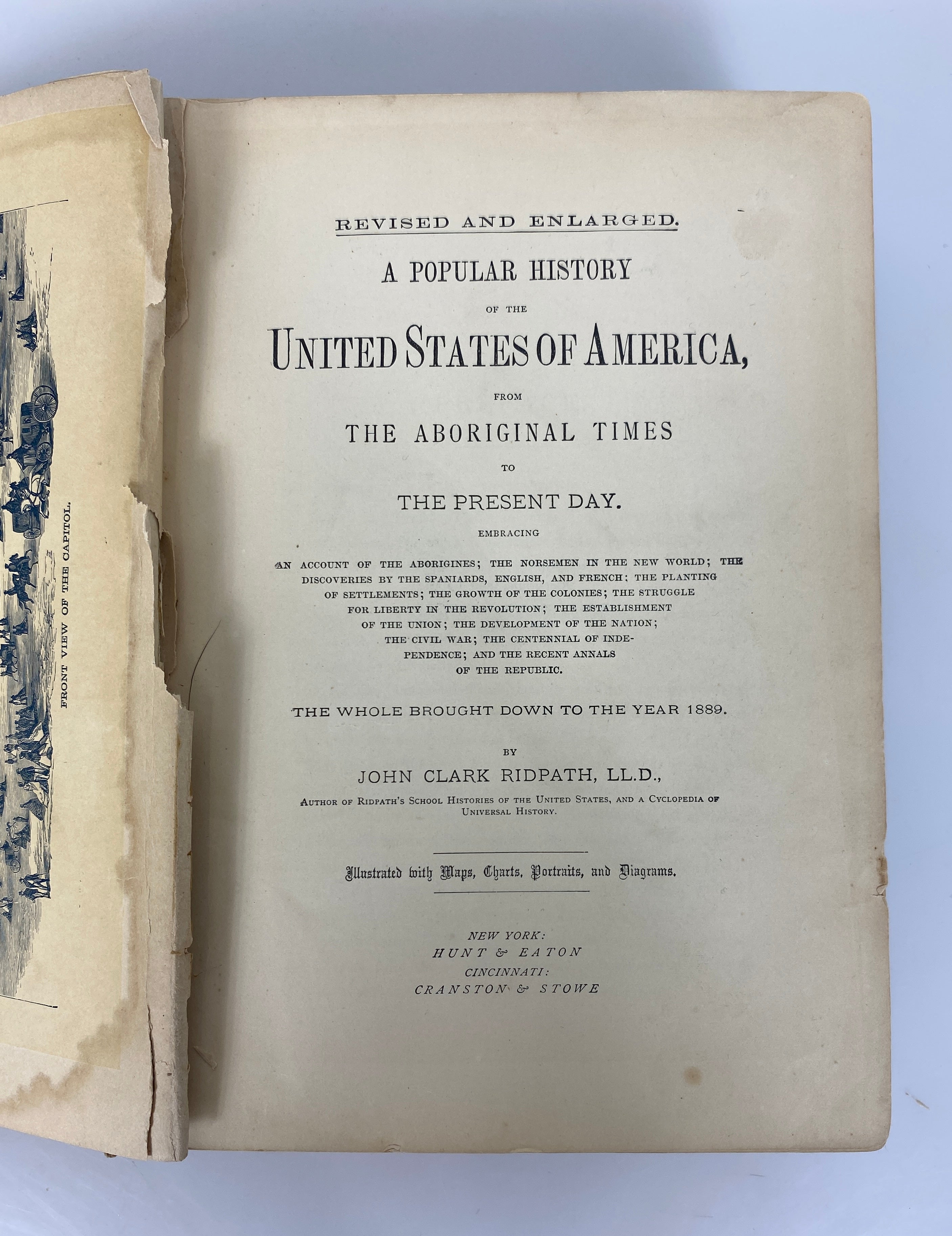A Popular History of the USA by John Clark Ridpath 1889 Antique HC