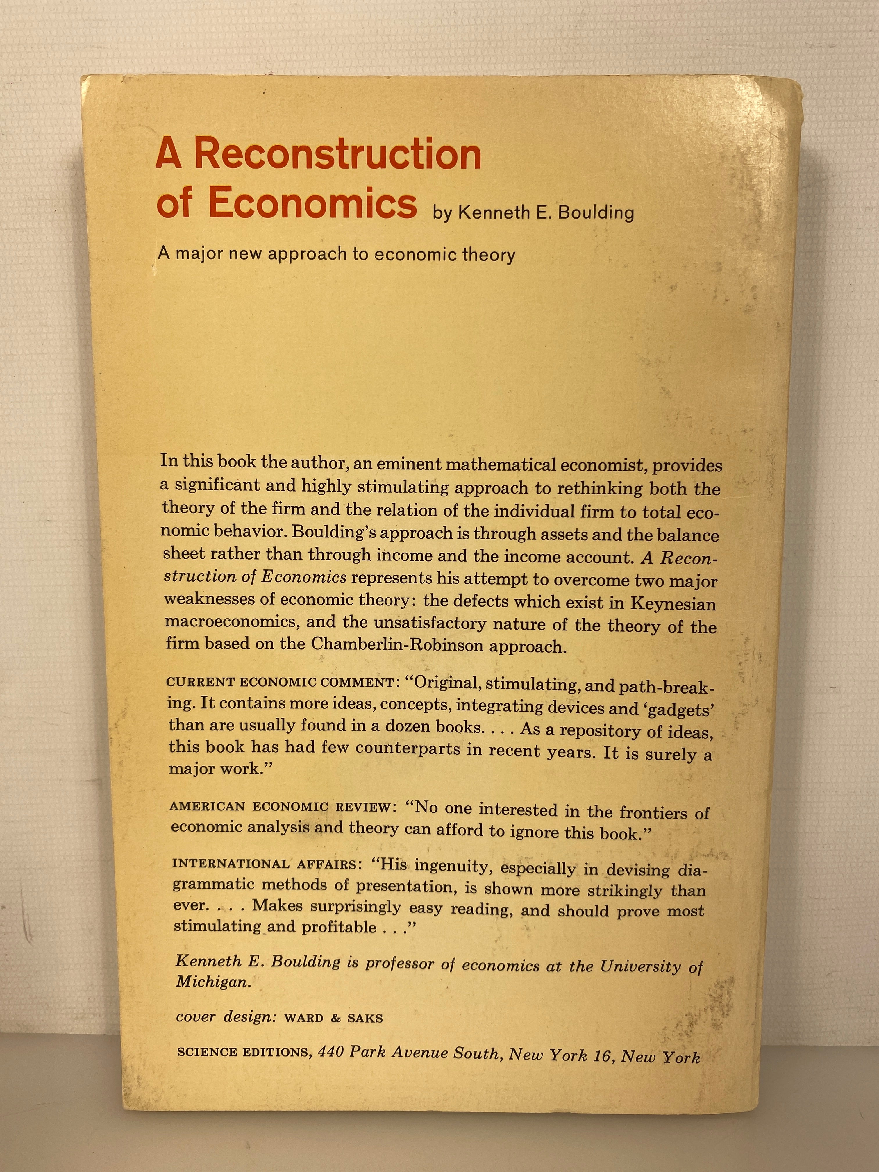 A Reconstruction of Economics: Kenneth Boulding (1962) Vintage SC