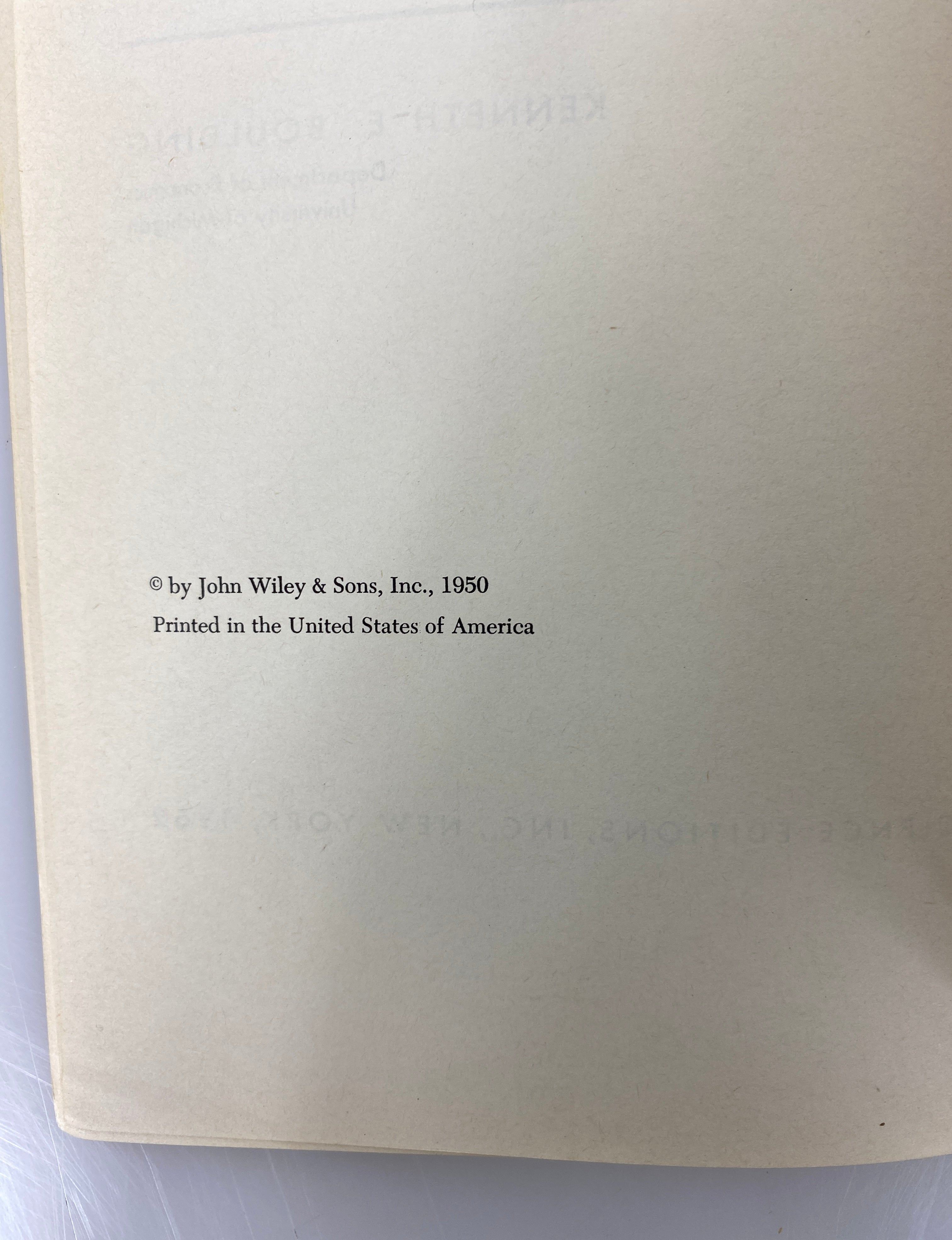 A Reconstruction of Economics: Kenneth Boulding (1962) Vintage SC