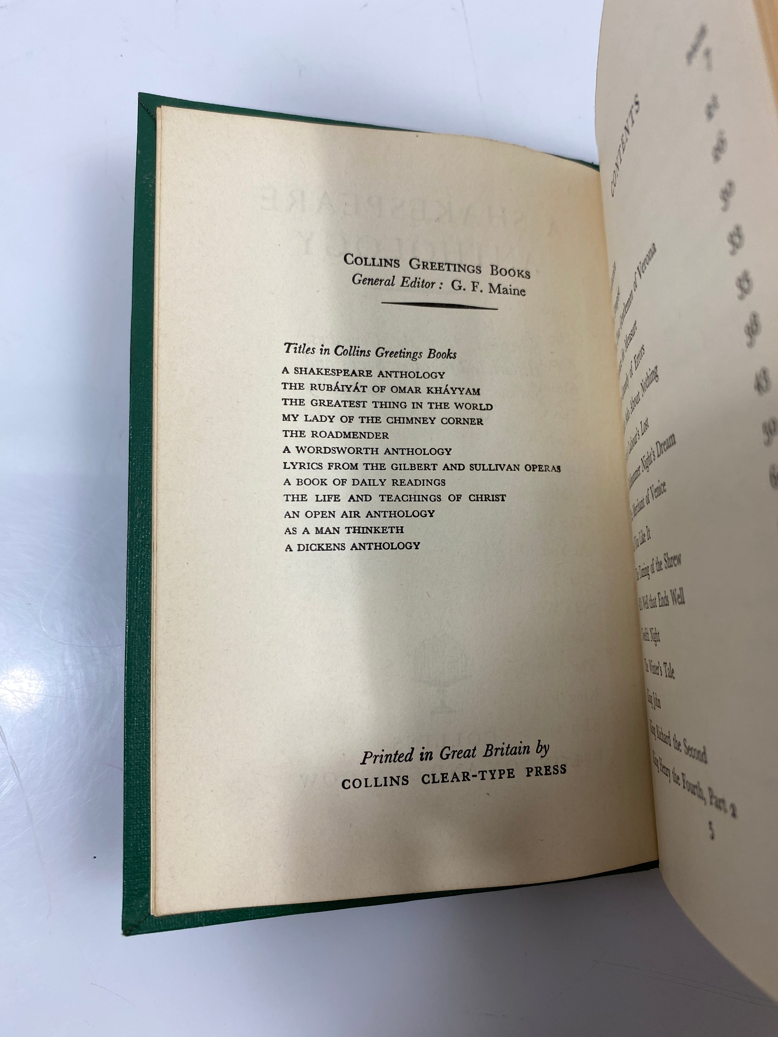 A Shakespeare Anthology G.F. Maine Collins HC