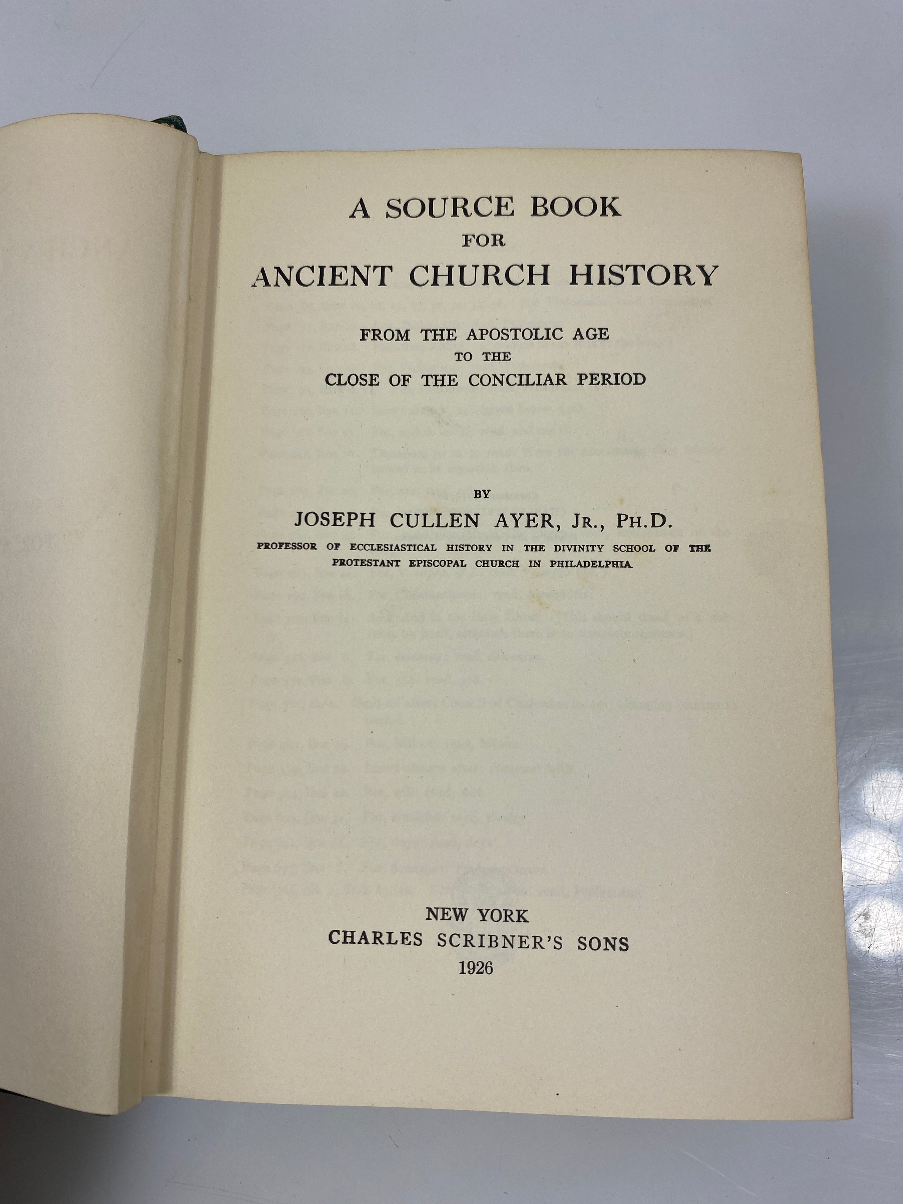 A Source Book for Ancient Church History by Ayer 1926 HC