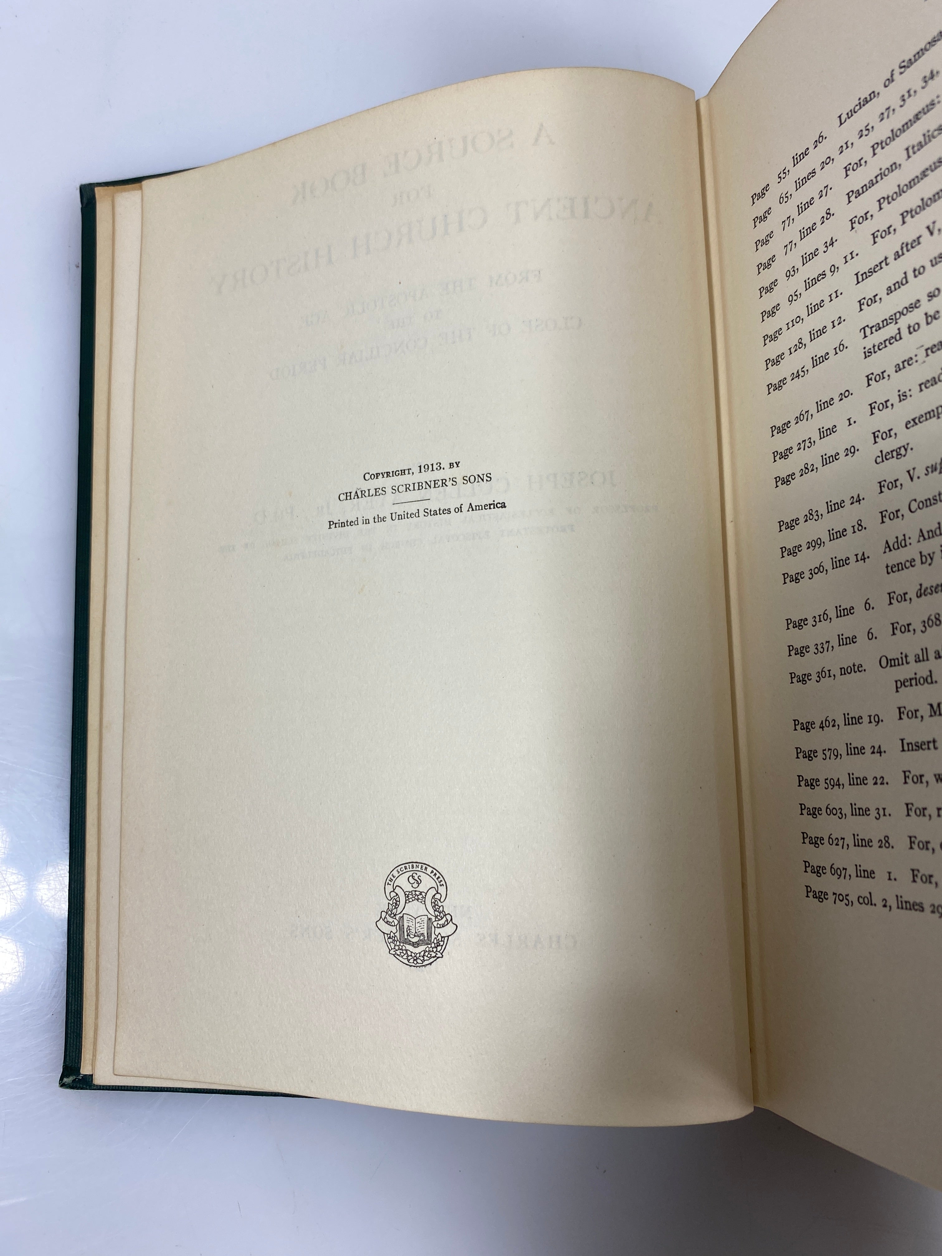A Source Book for Ancient Church History by Ayer 1926 HC