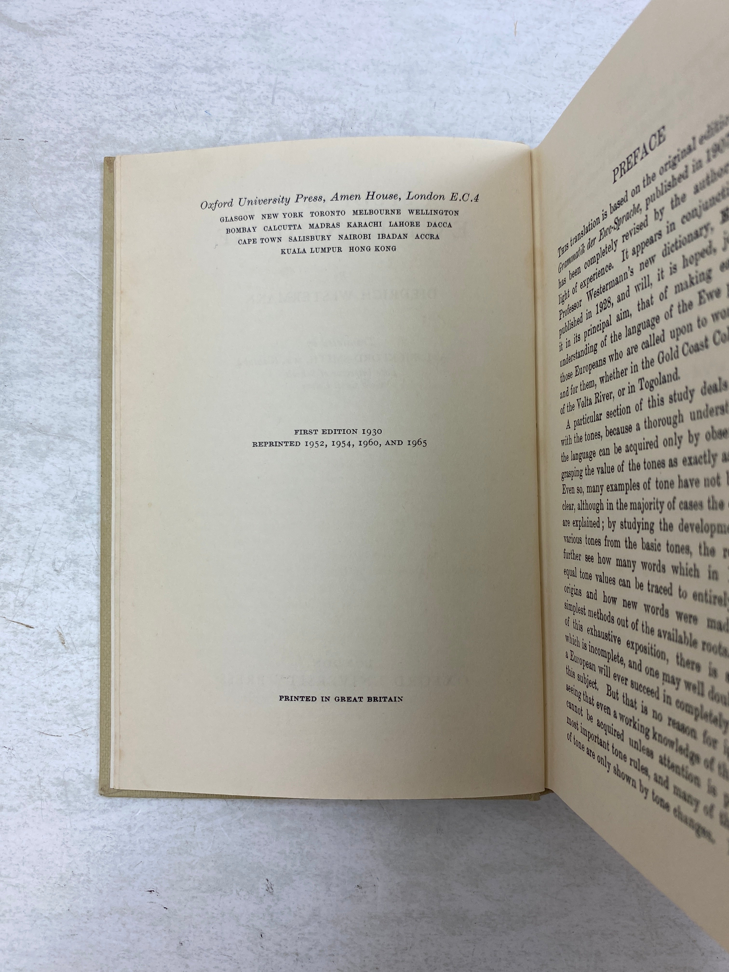 A Study of the Ewe Language by Westermann Ex-library 1965 HC