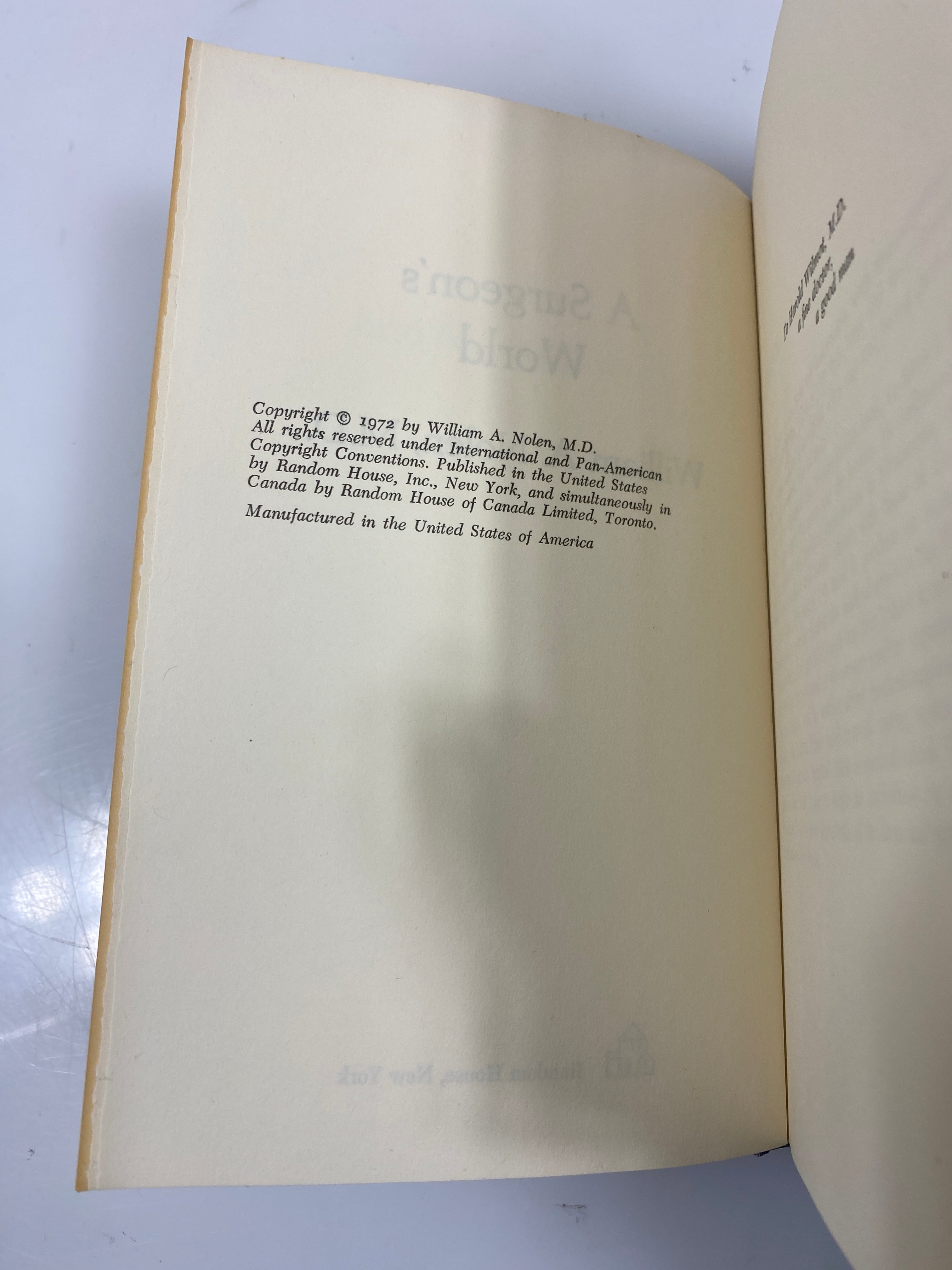 A Surgeon's World William A. Nolen 1972 HCDJ BCE