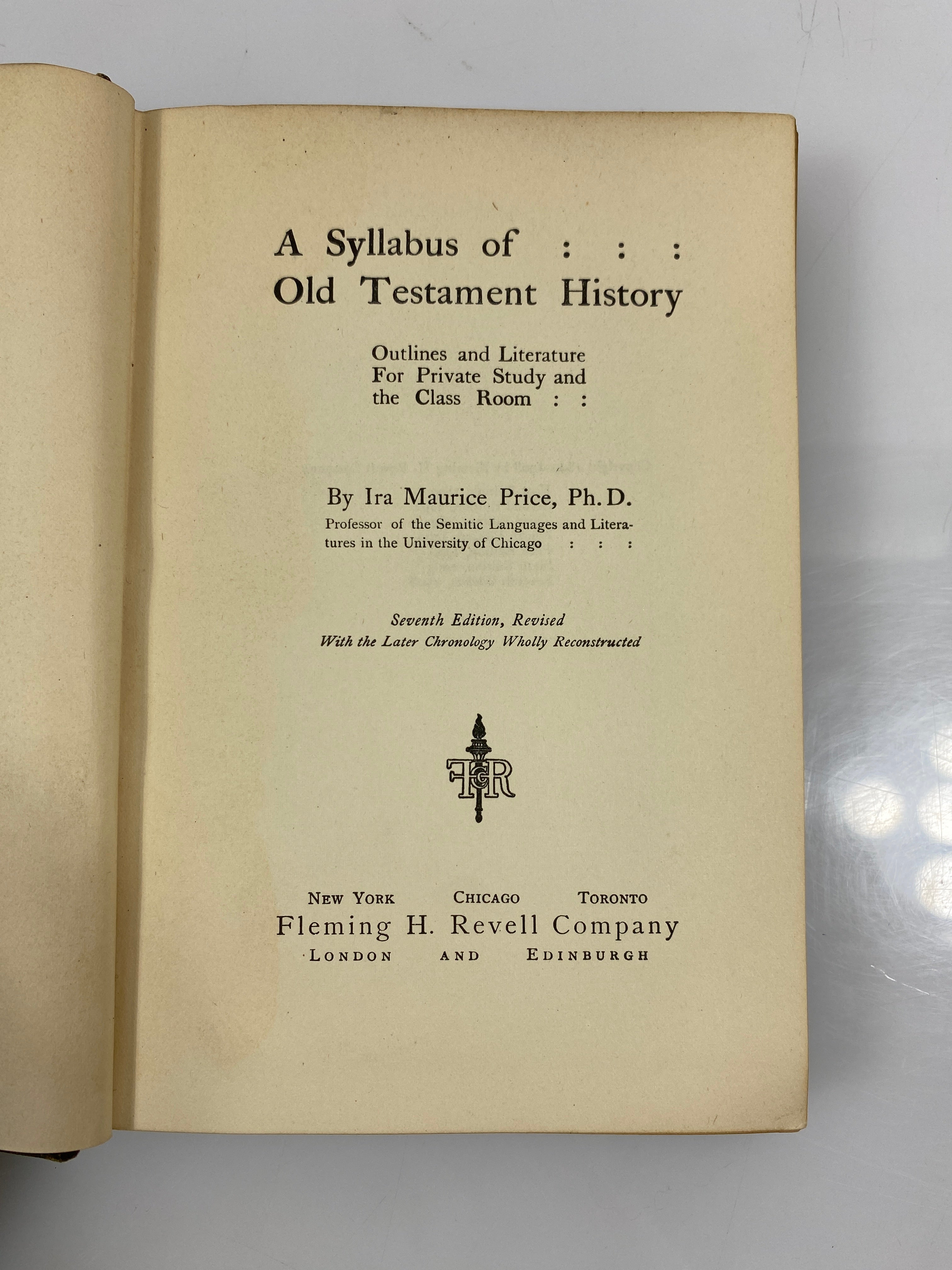 A Syllabus of Old Testament History by Price 7th Ed. 1908 HC