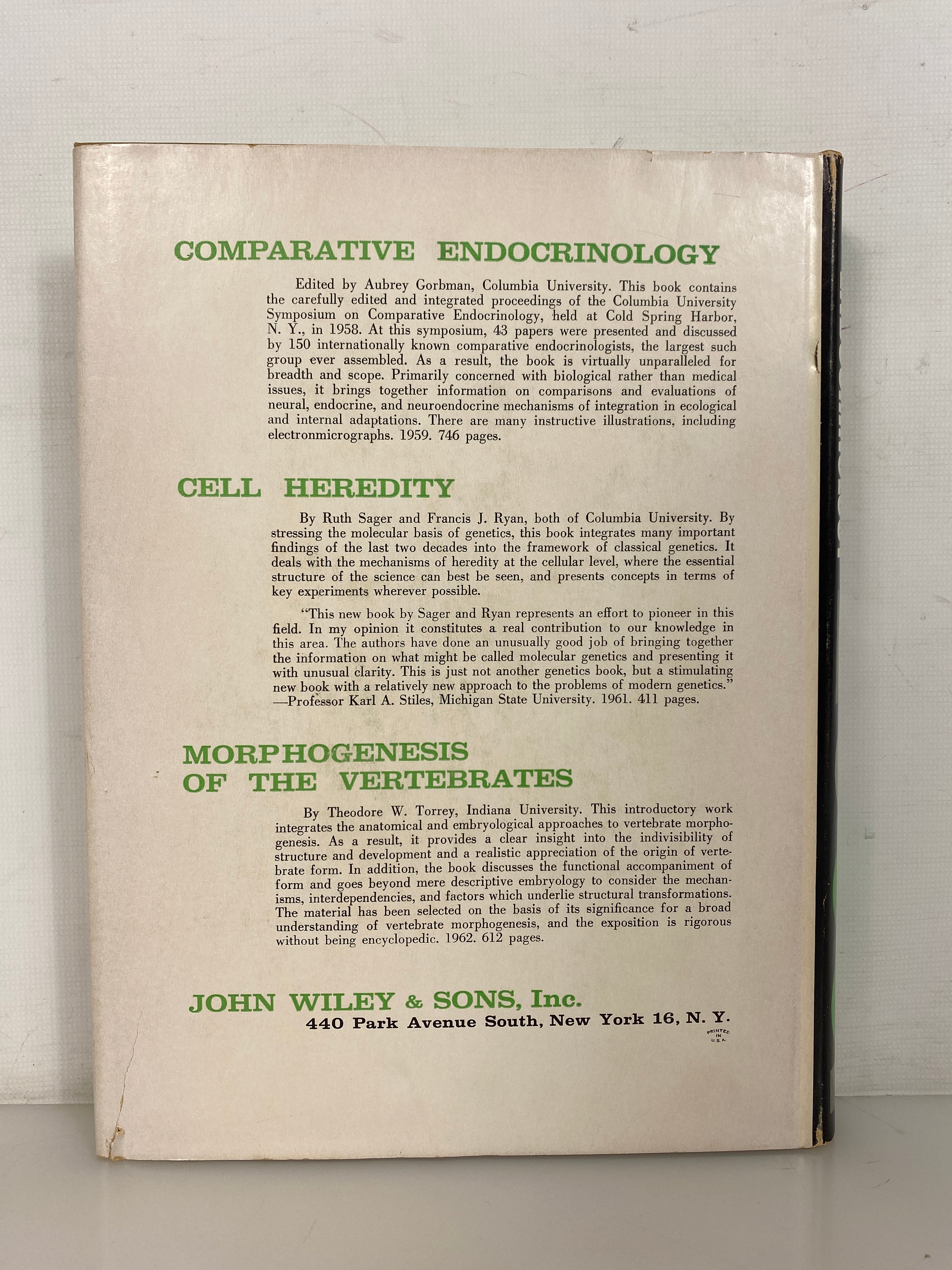 A Textbook of Comparative Endocrinology Gorbman/Bern 1962 HC DJ