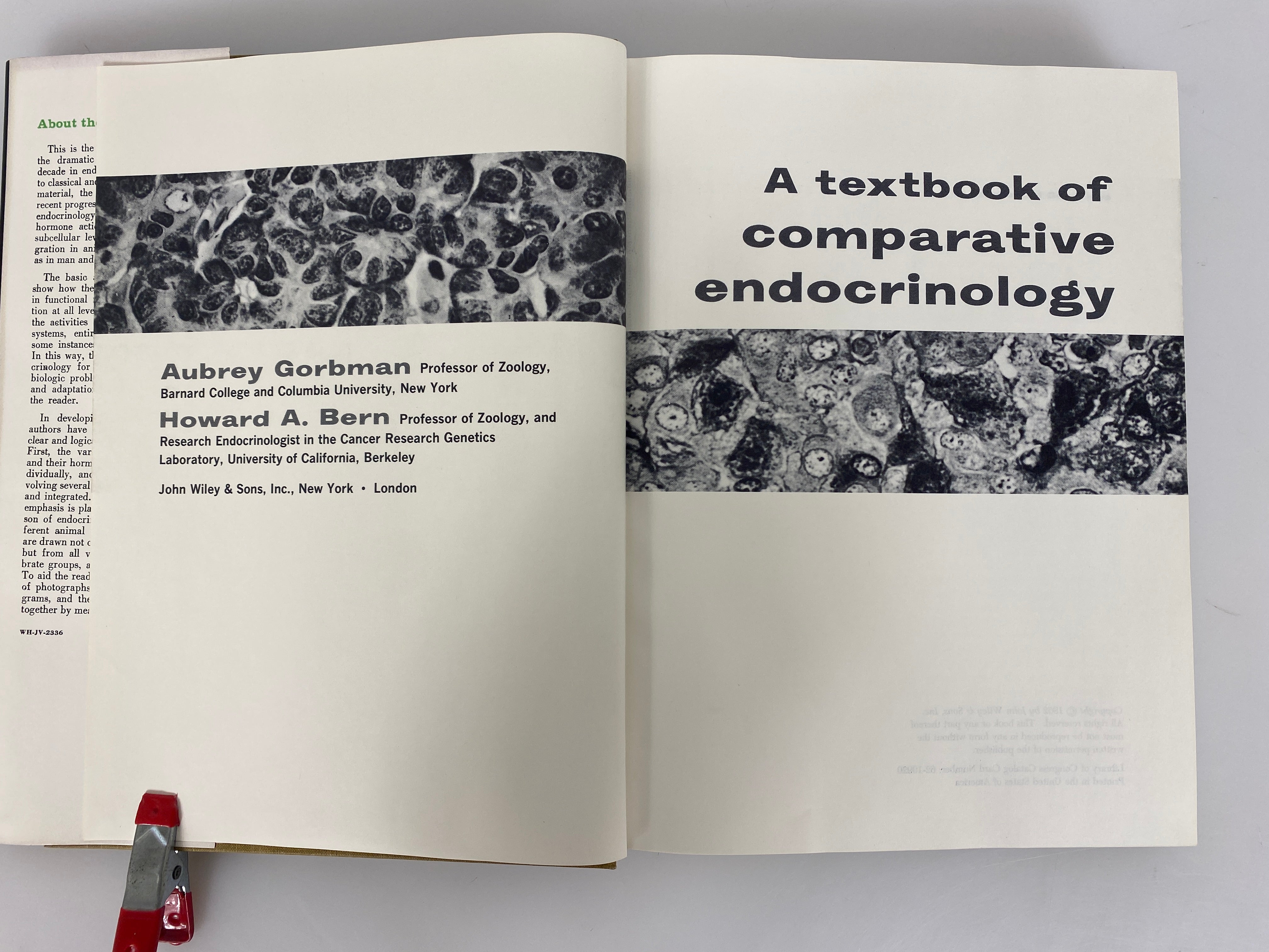 A Textbook of Comparative Endocrinology Gorbman/Bern 1962 HC DJ