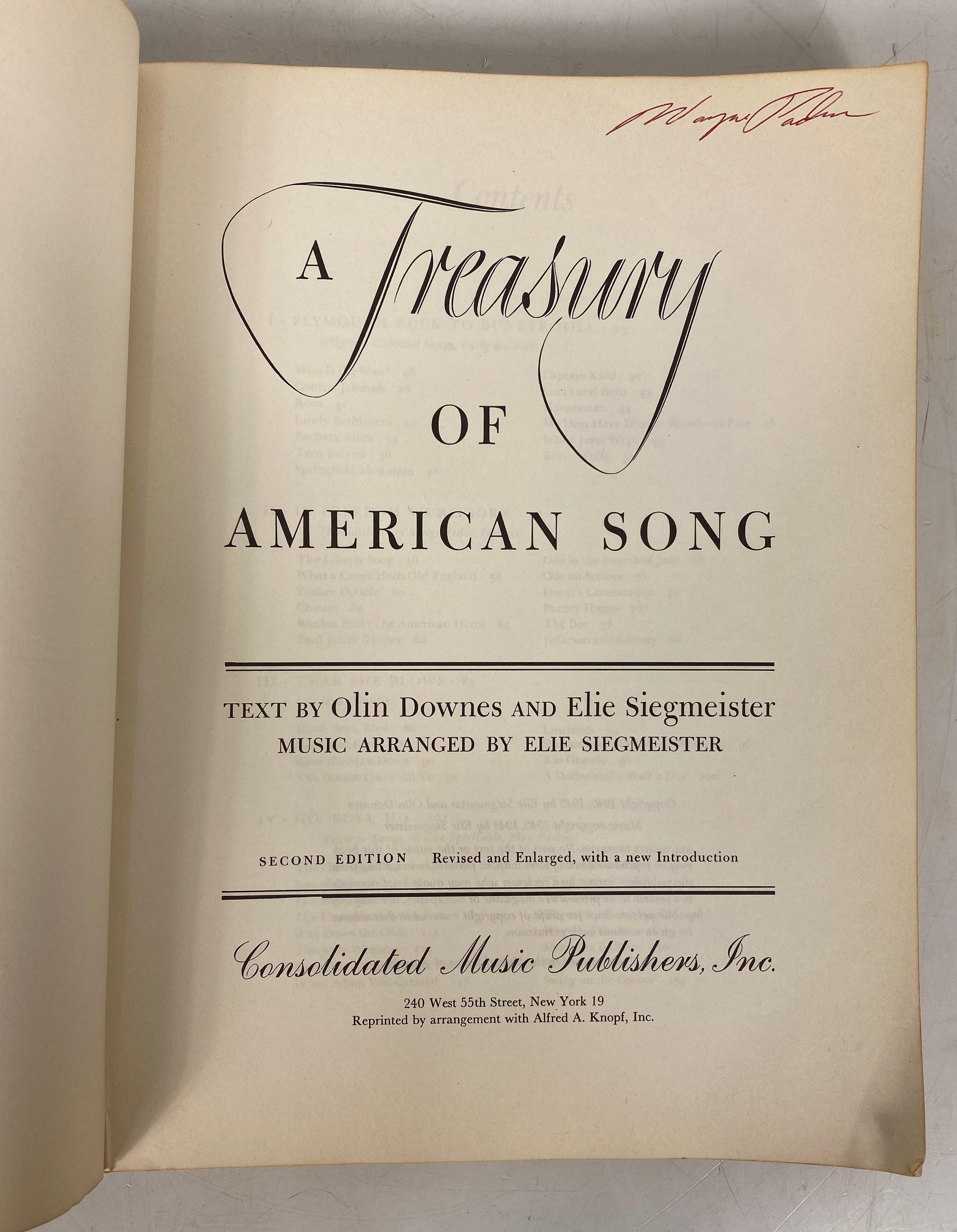 A Treasury of American Song Downes/Siegmeister 1943 Vintage SC