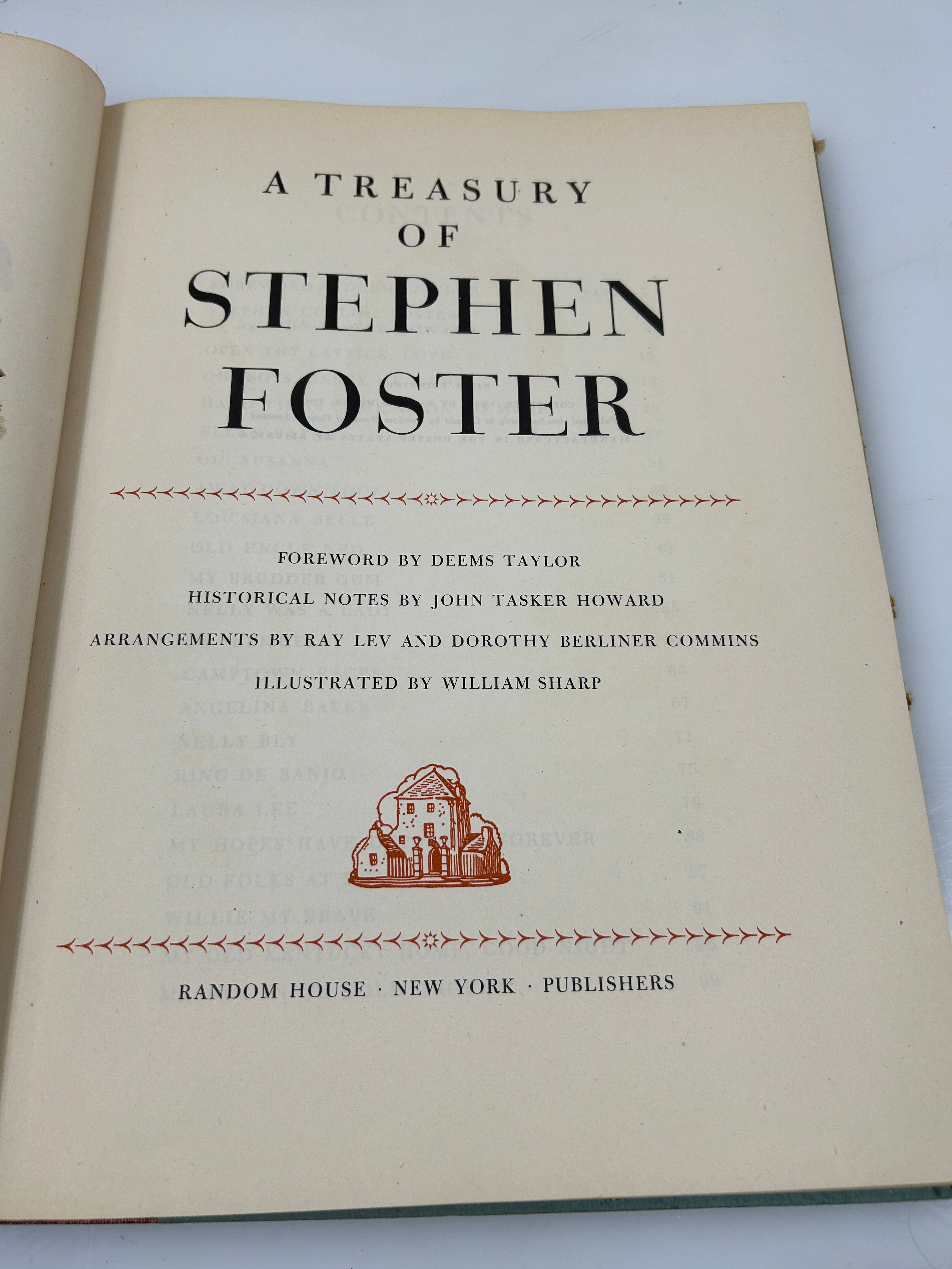 A Treasury of Stephen Foster 1946 Random House 1st Print HCDJ
