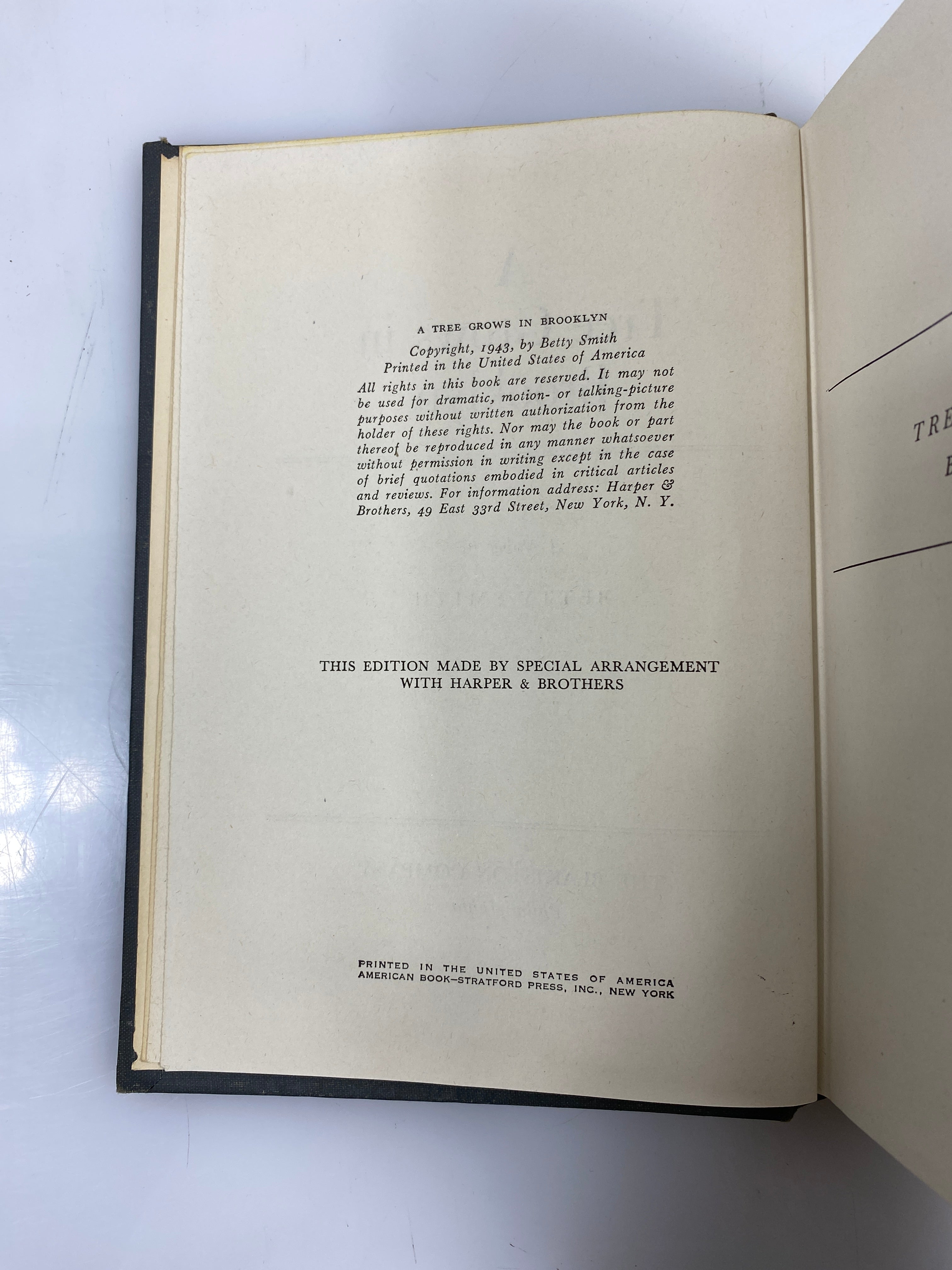 A Tree Grows in Brooklyn by Betty Smith The Blakiston Company 1943 HC