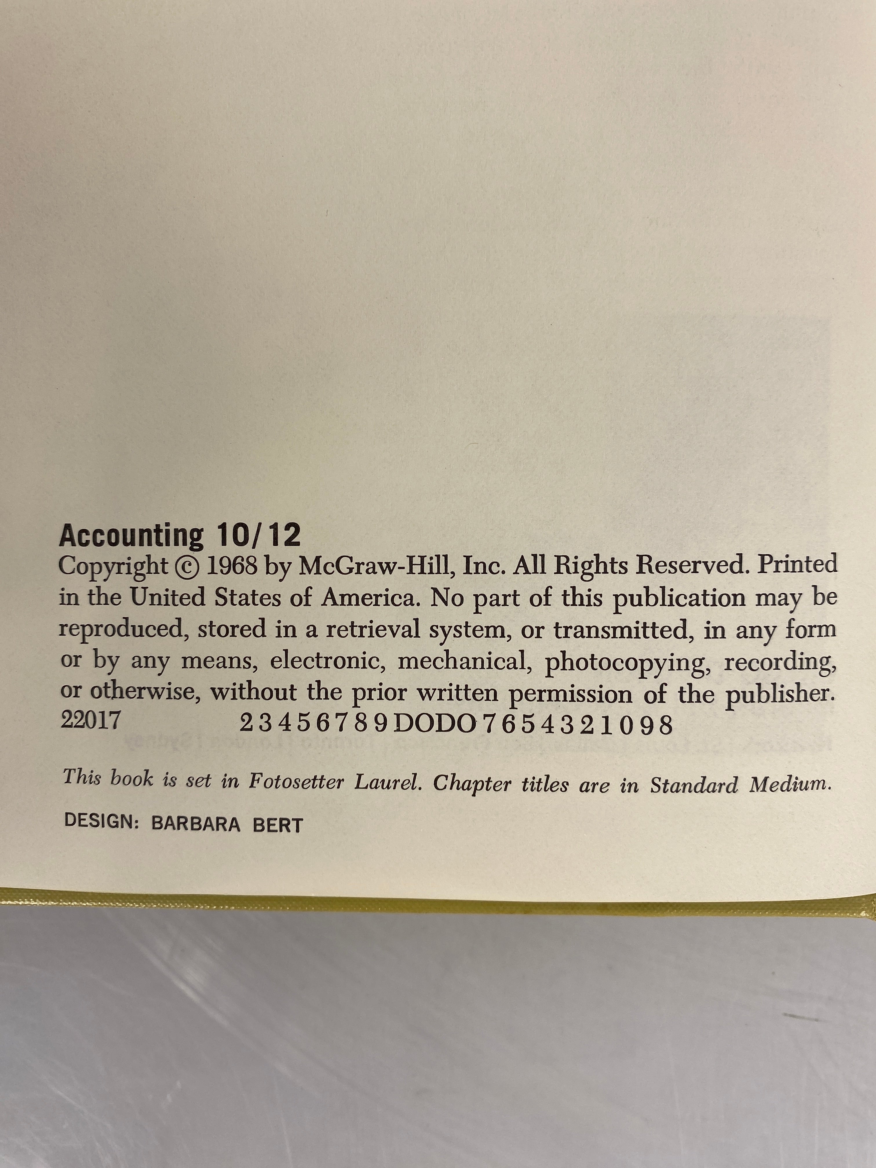 Accounting 10/12 by Freeman/Hanna/Kahn 1968 Vintage HC Textbook