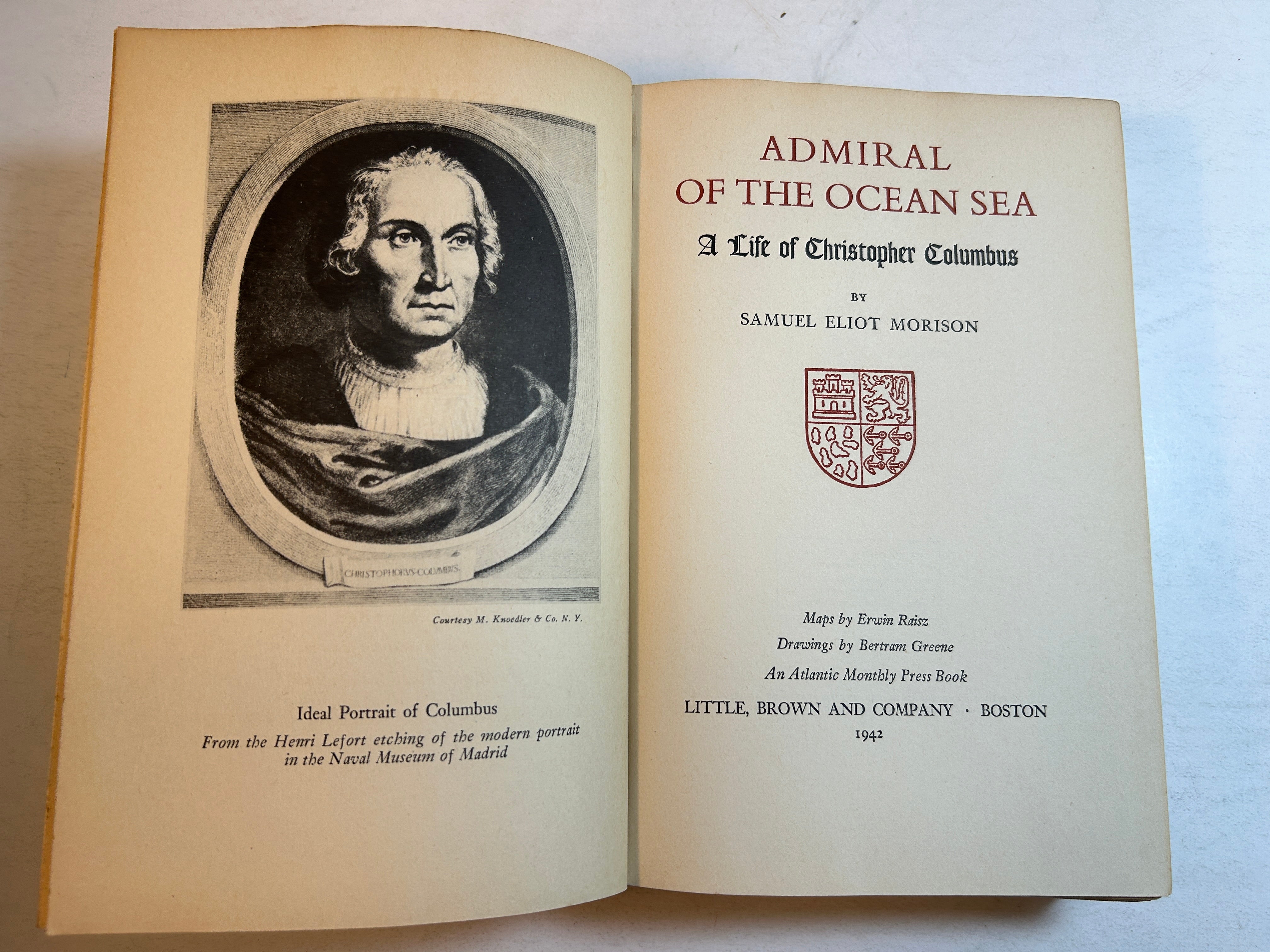Admiral of the Ocean Sea with Pull-Out Maps by Samuel Eliot Morison Little Brown 1942
