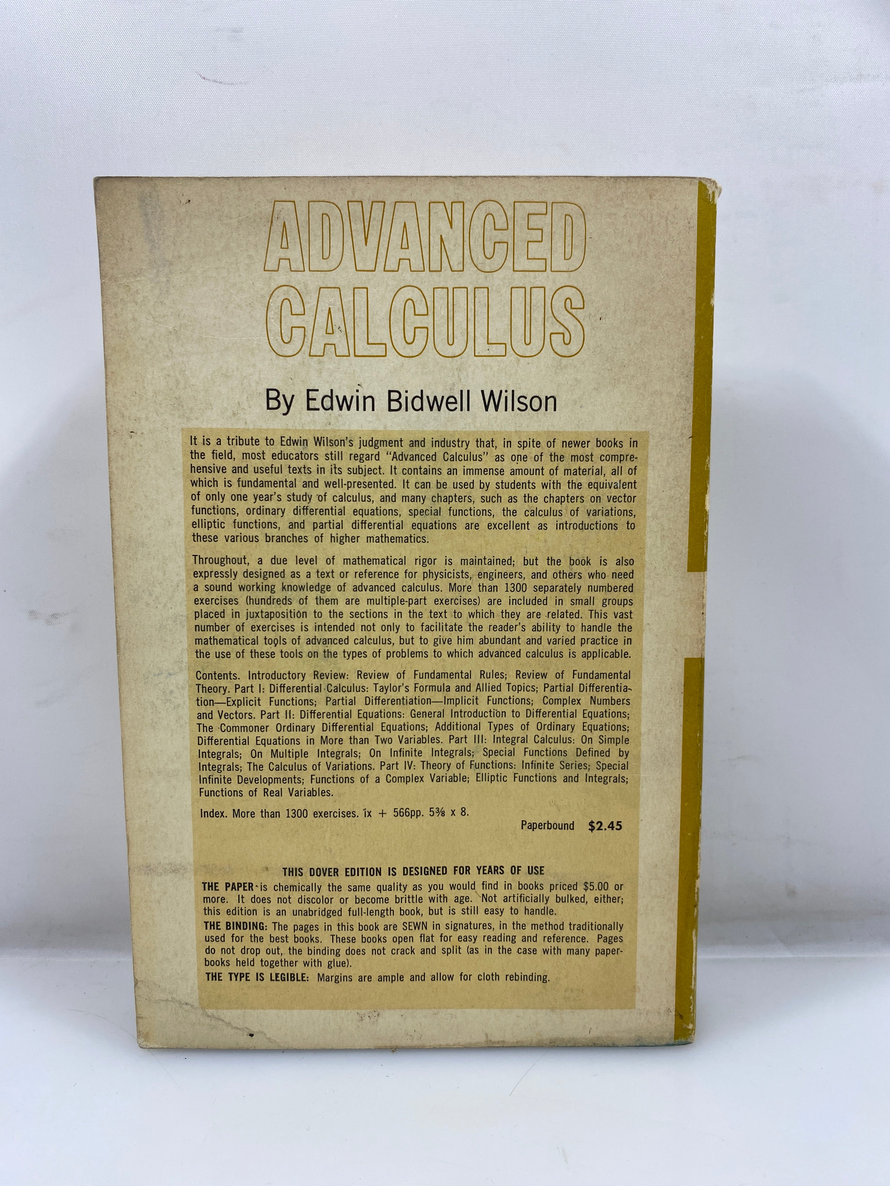 Advance Calculus by Bidwell Wilson 1912 SC