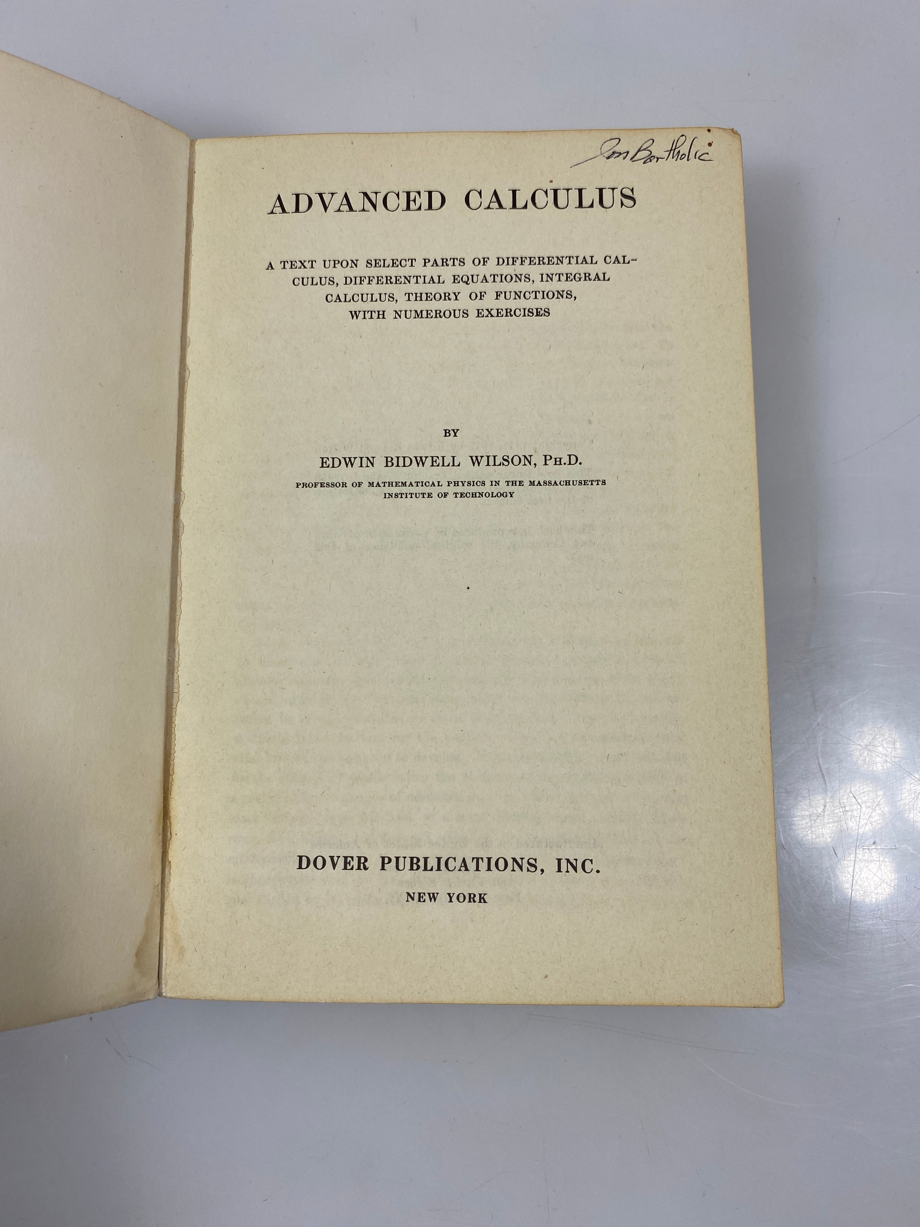 Advance Calculus by Bidwell Wilson 1912 SC