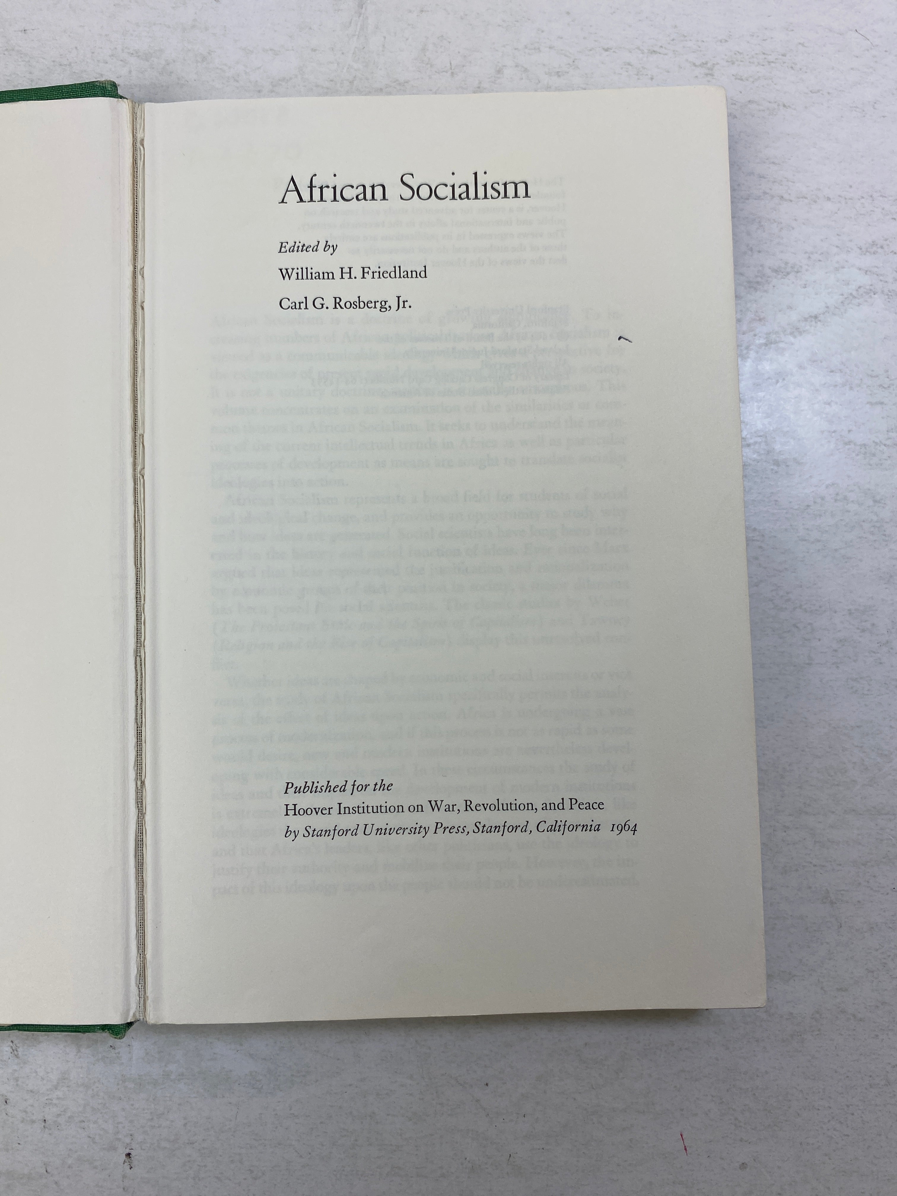 African Socialism by Friedland/Rosberg 1964 HC