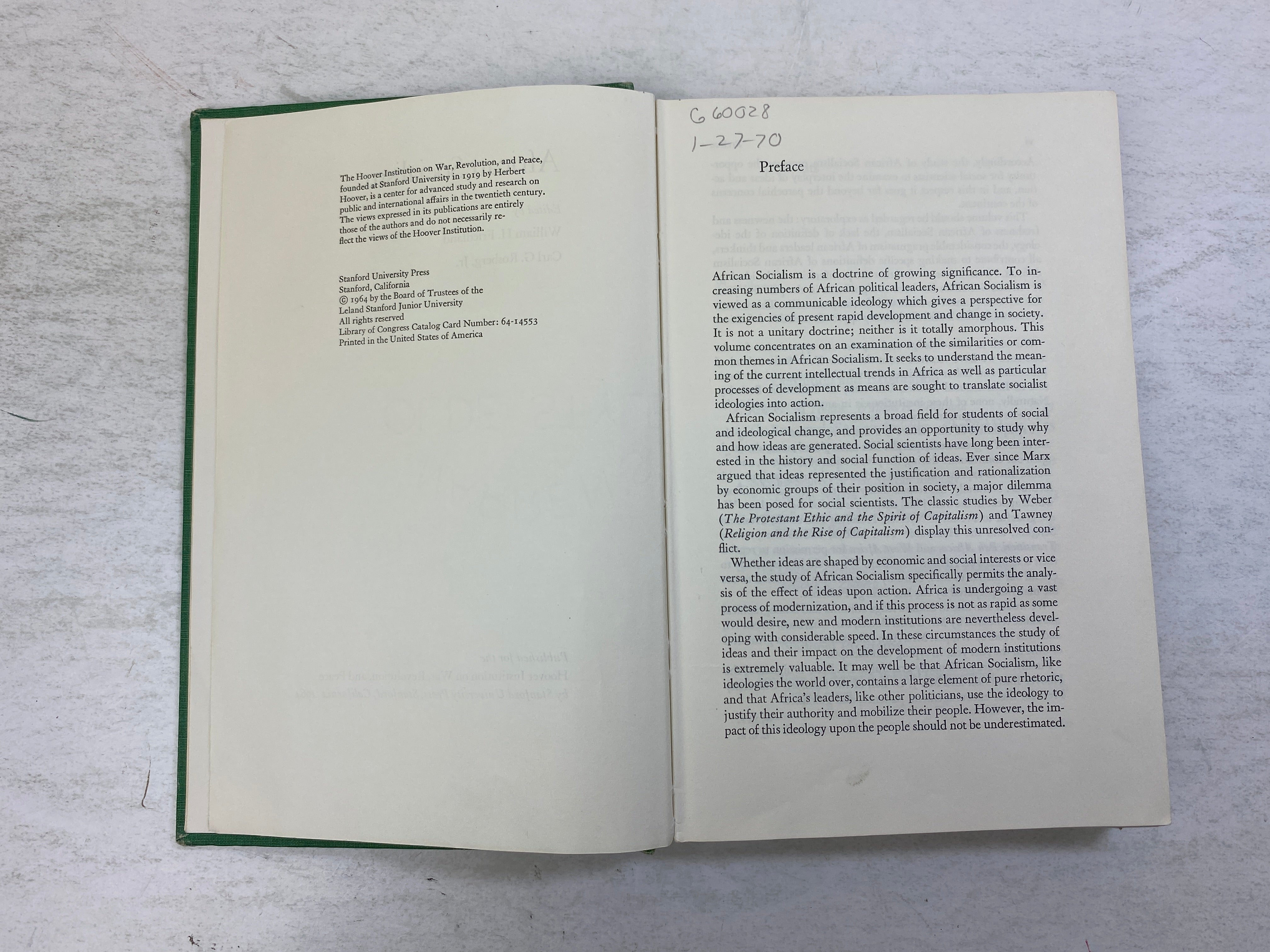 African Socialism by Friedland/Rosberg 1964 HC