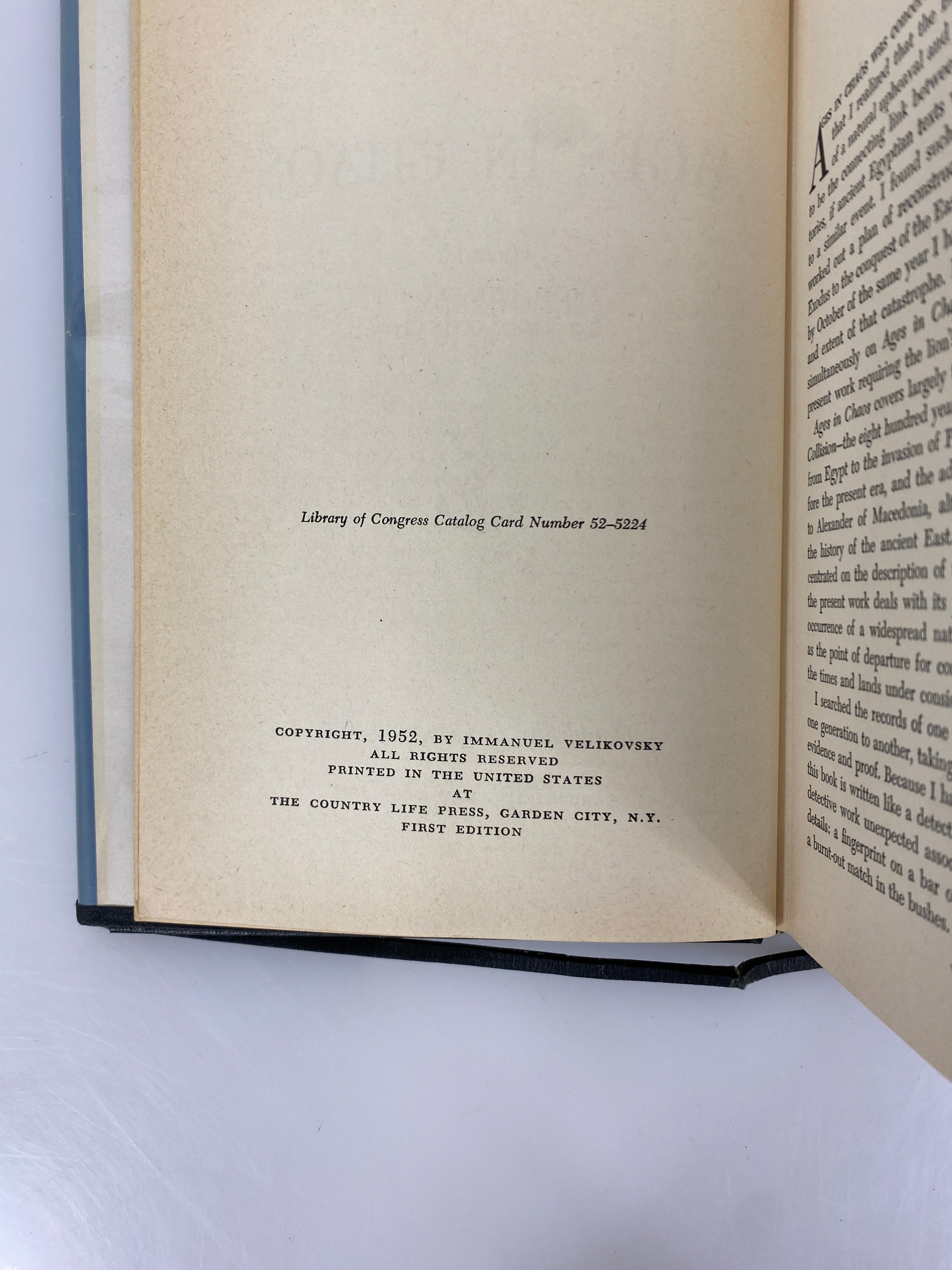 Ages in Chaos Vol I by Immanuel Velikovsky 1952 First Edition HC DJ