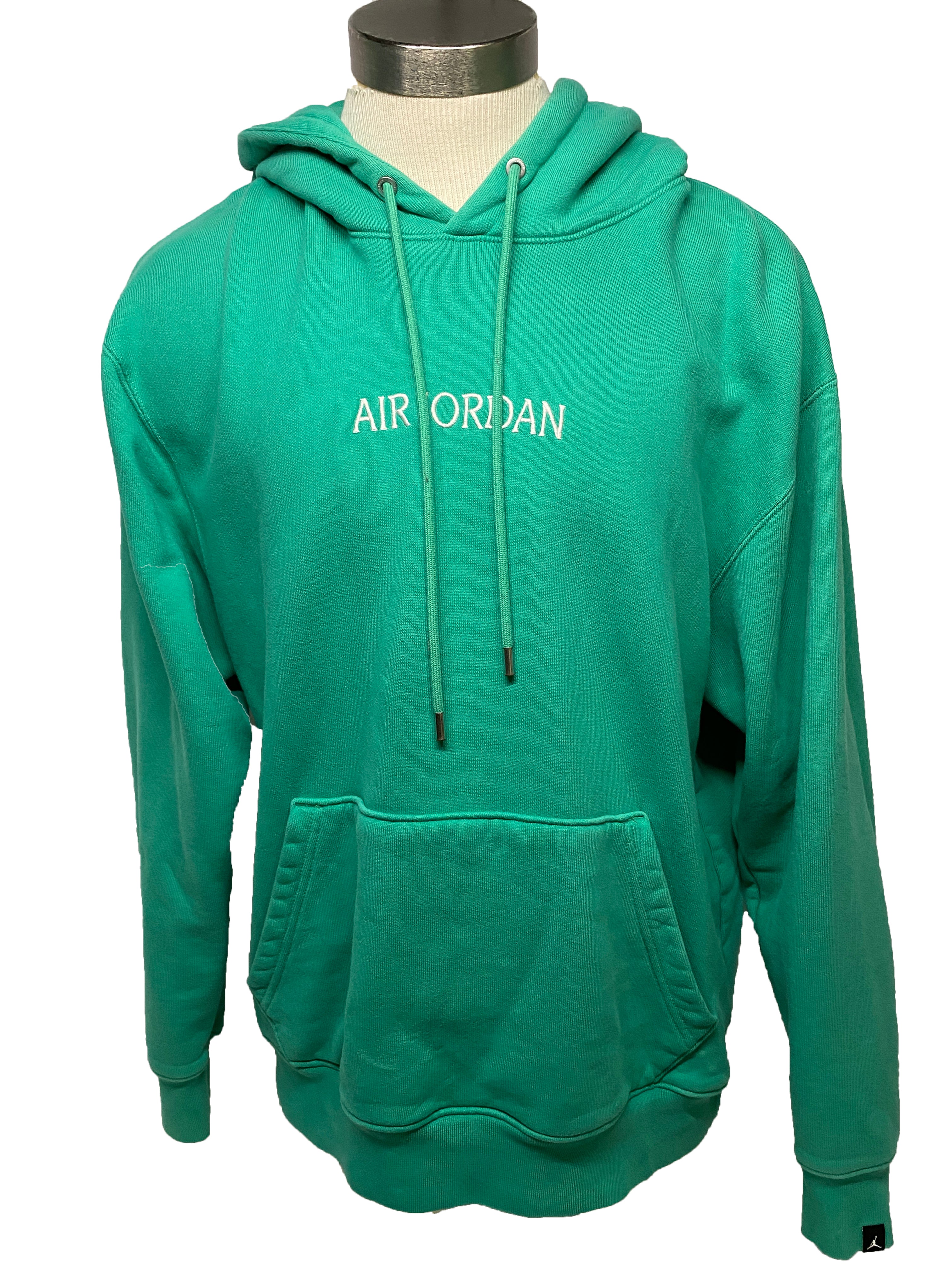 Air Jordan Embroidered Terry Cotton Hoodie in Emerald Men's Size L