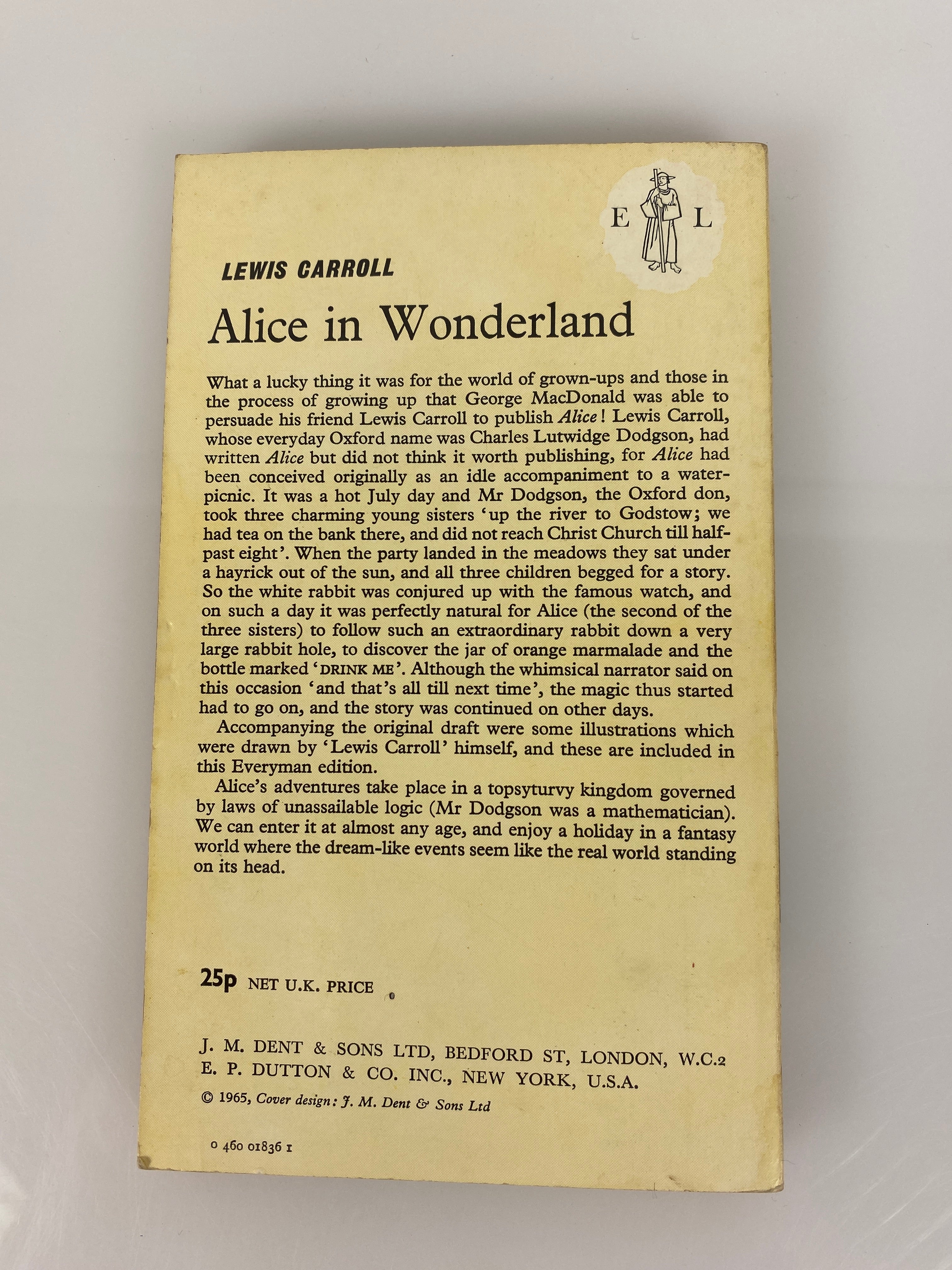 Alice in Wonderland Lewis Carroll vintage Everyman Paperback 1971