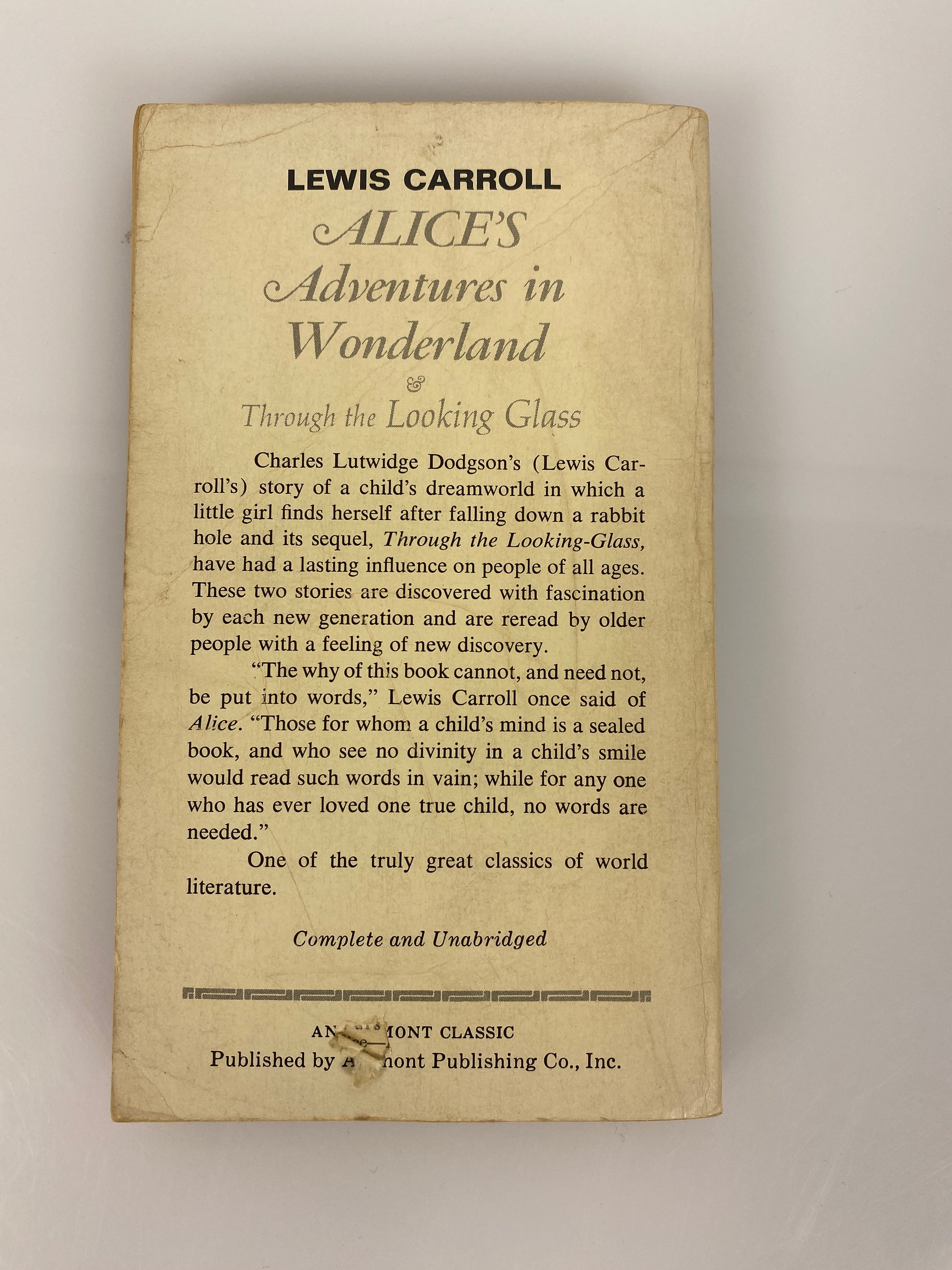 Alice's Adventures in Wonderland Lewis Carroll paperback Airmont 1965