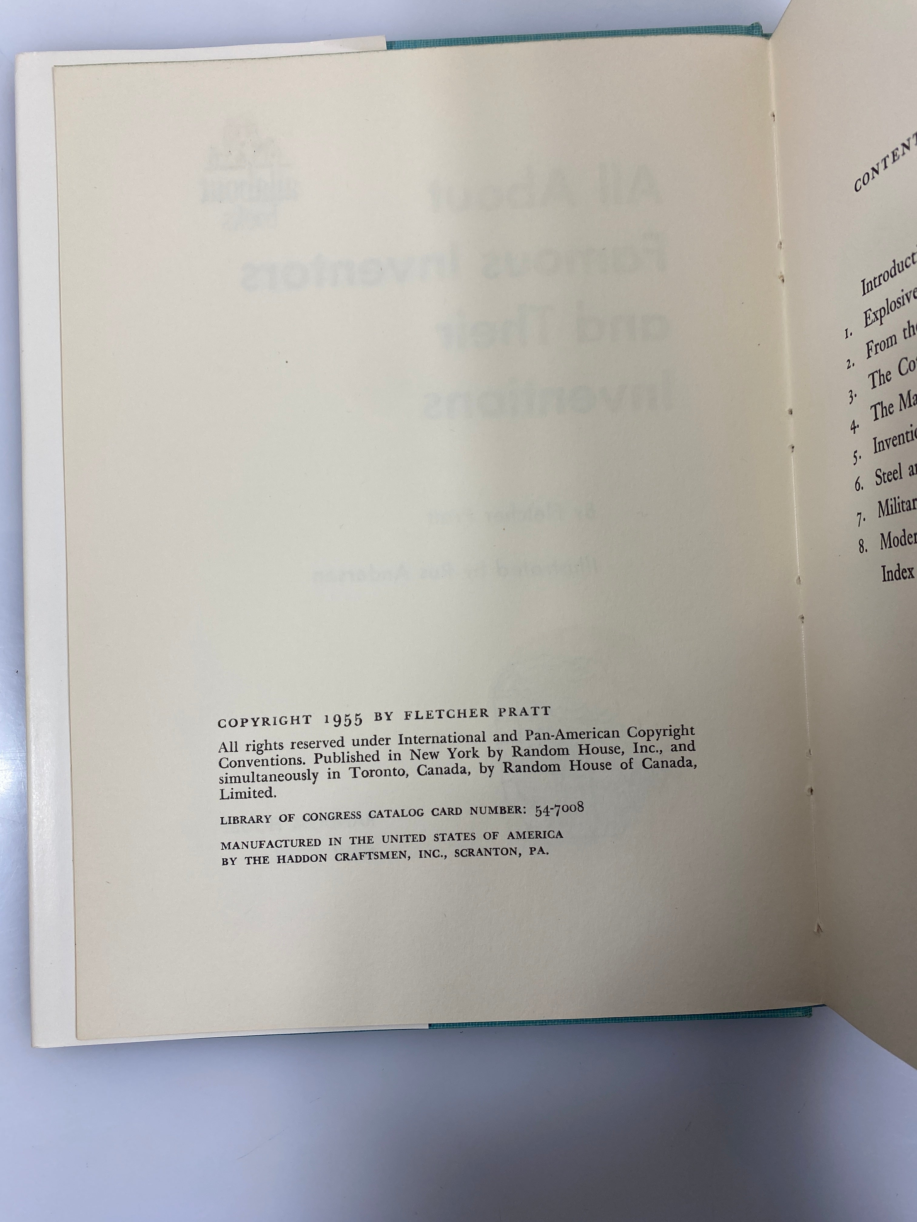All About Famous Inventors Fletcher Pratt Random House 1955 HCDJ