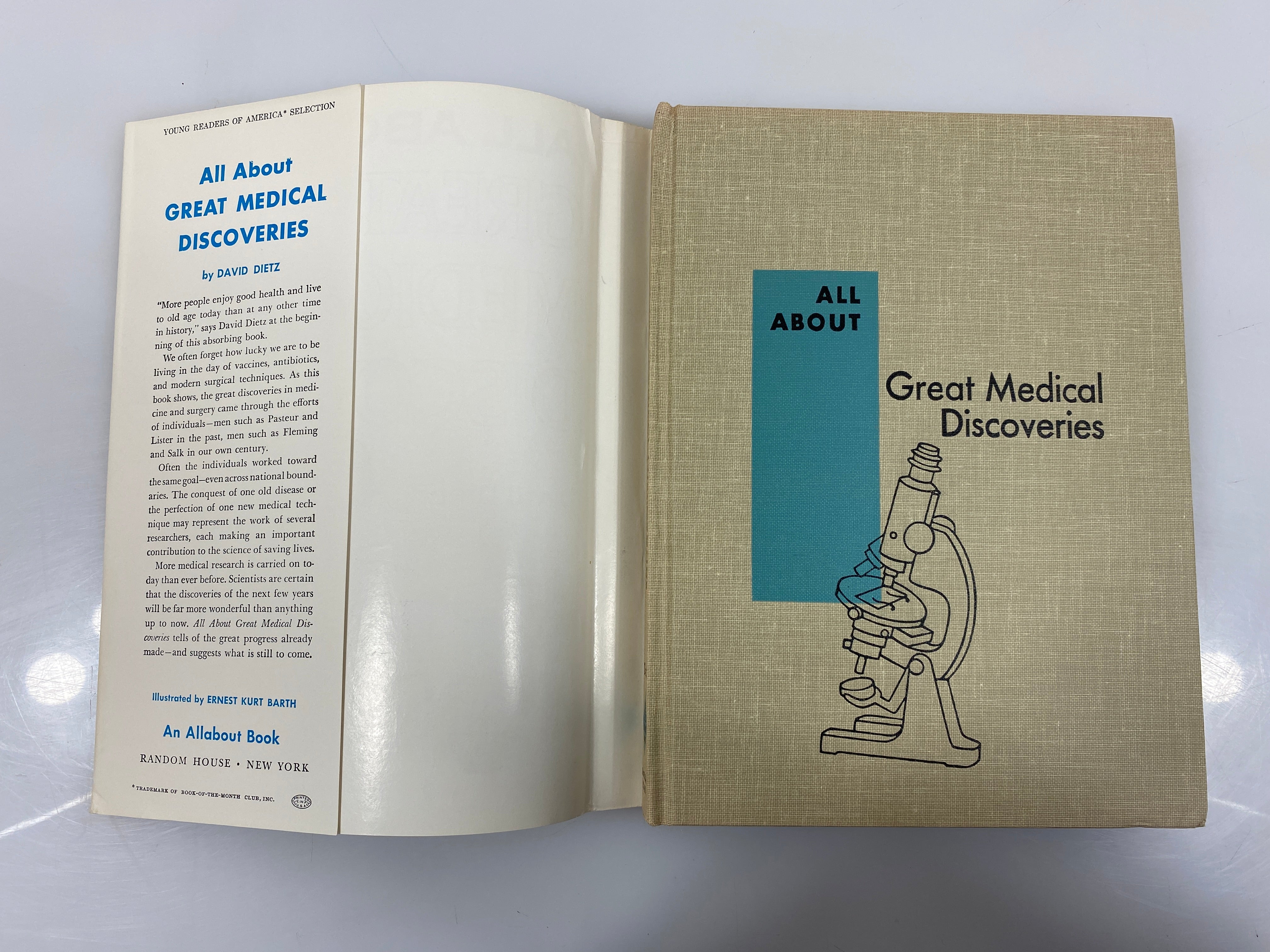 All About Great Medical Discoveries David Dietz Random House 1960 HCDJ
