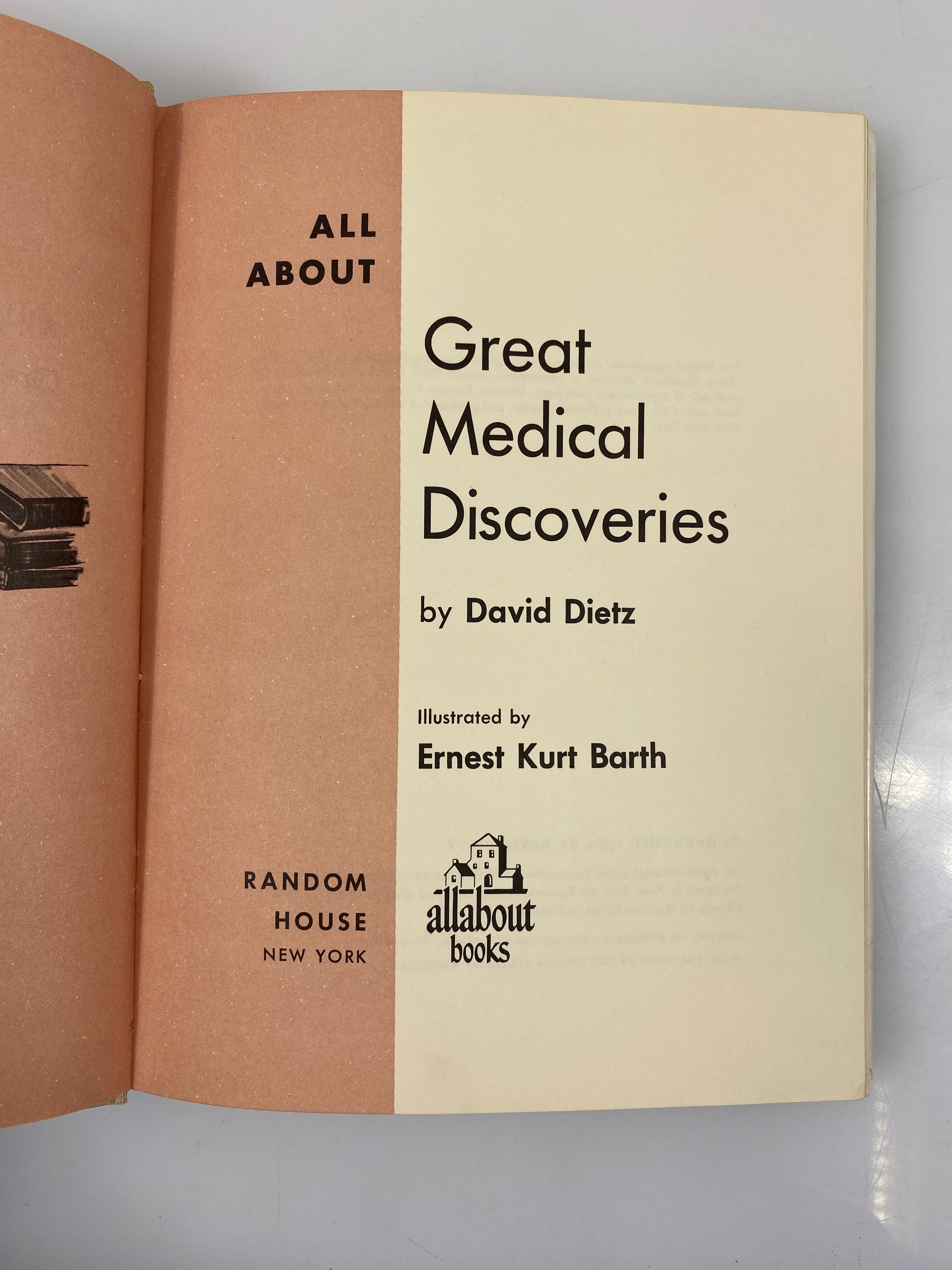 All About Great Medical Discoveries David Dietz Random House 1960 HCDJ