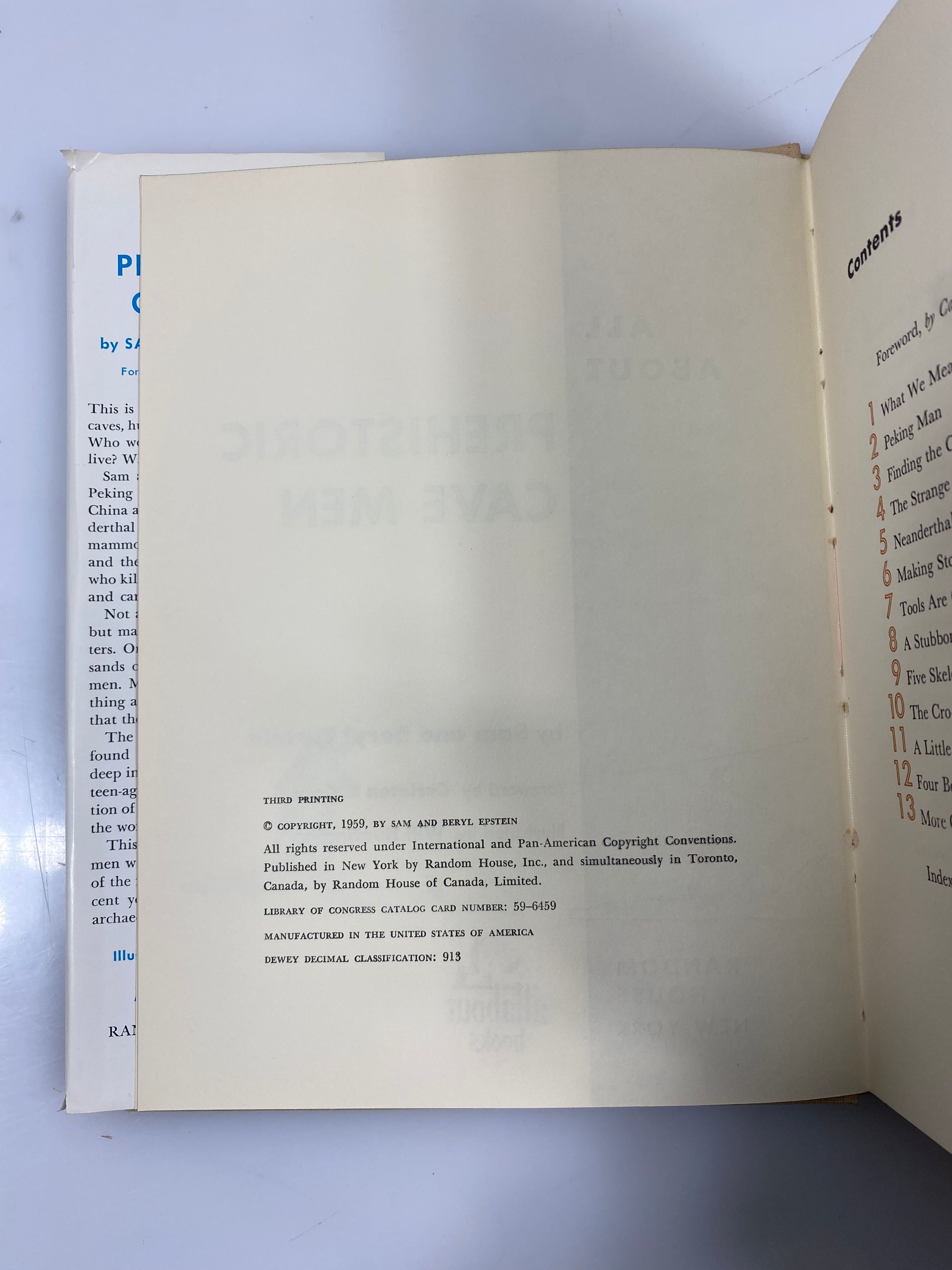 All About Prehistoric Cave Men Sam & Beryl Epstein Random House 1959 HCDJ