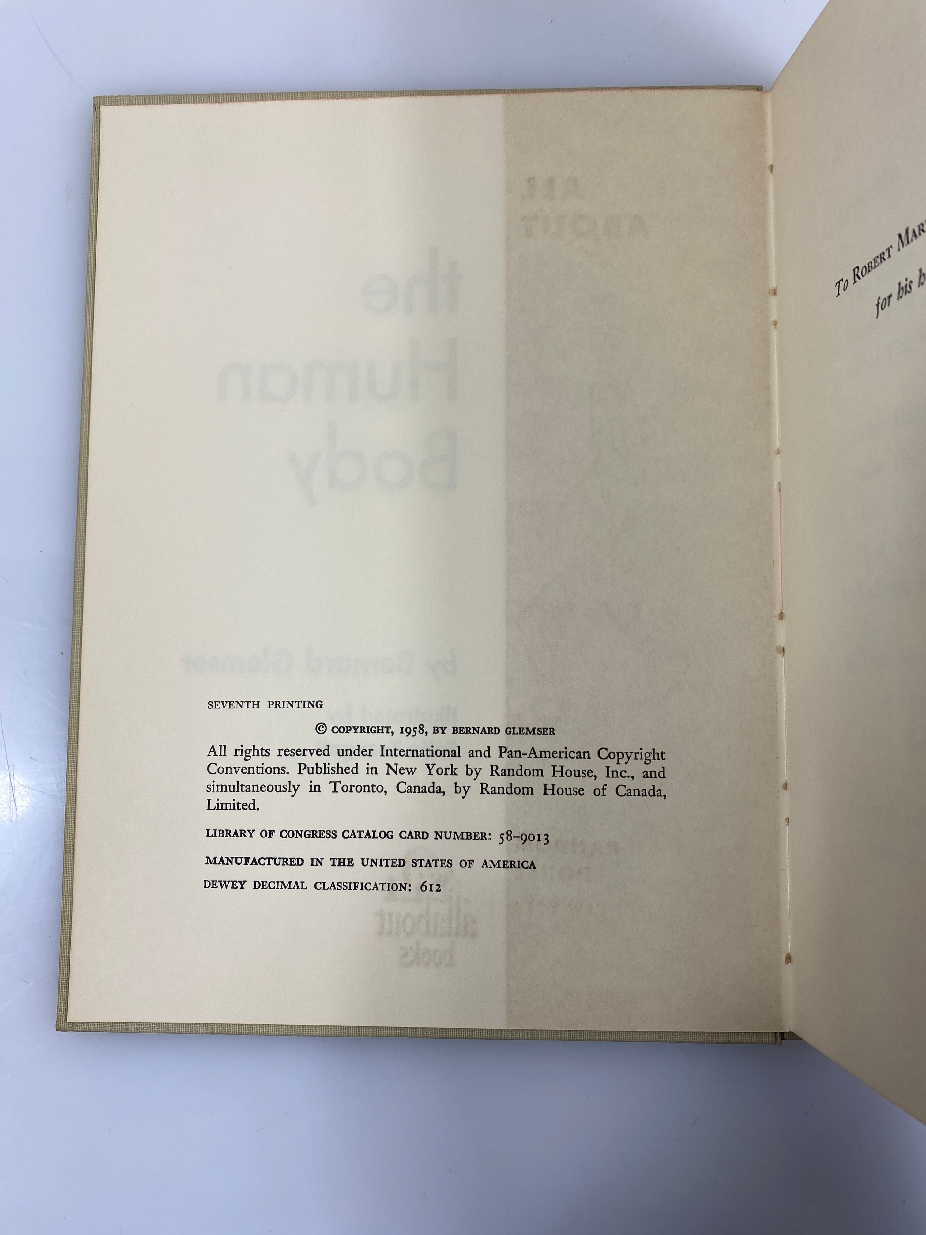 All About the Human Body Bernard Glemser Random House 1958 HC