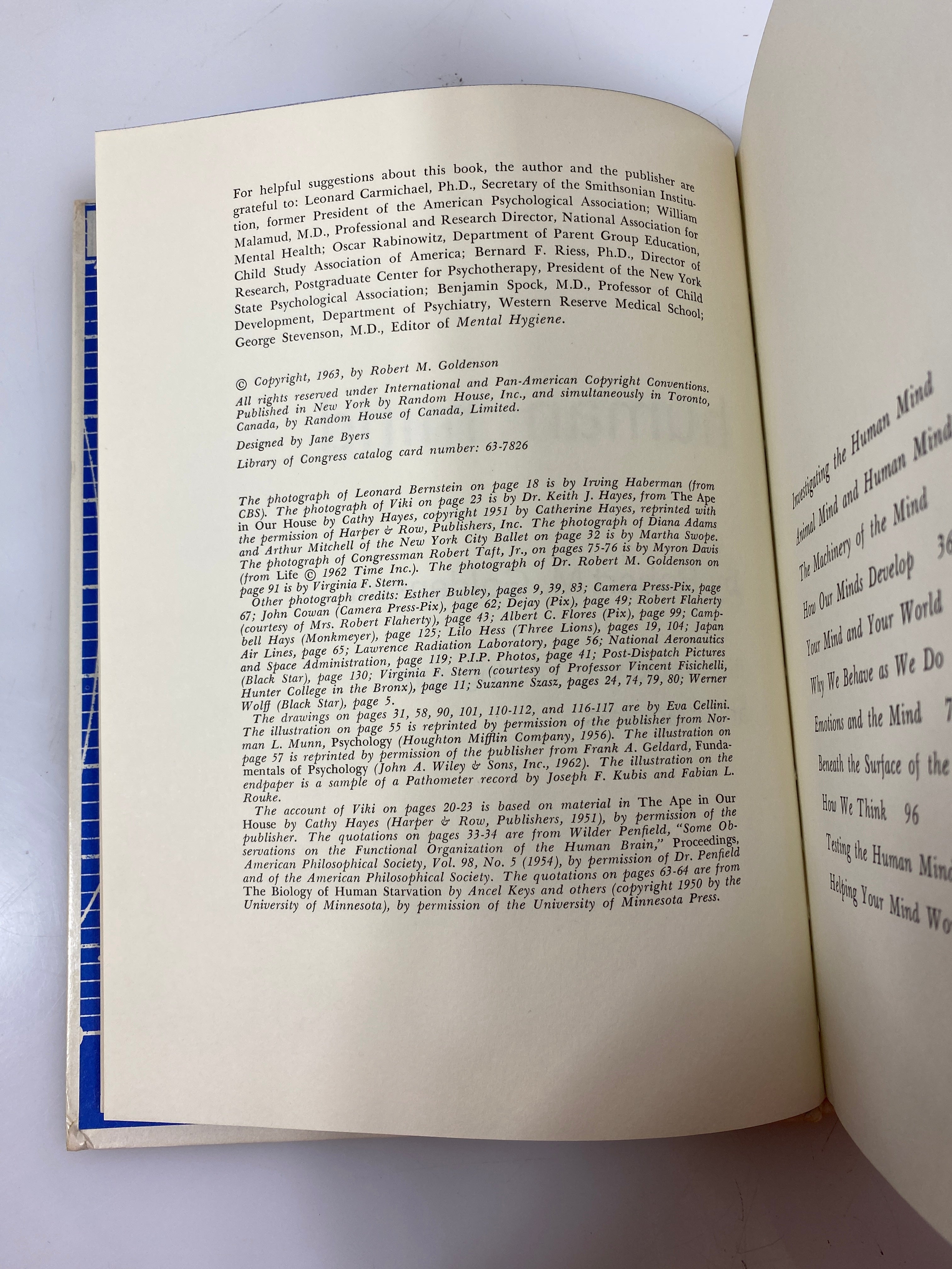 All About the Human Mind Robert Goldenson Random House 1963 HC