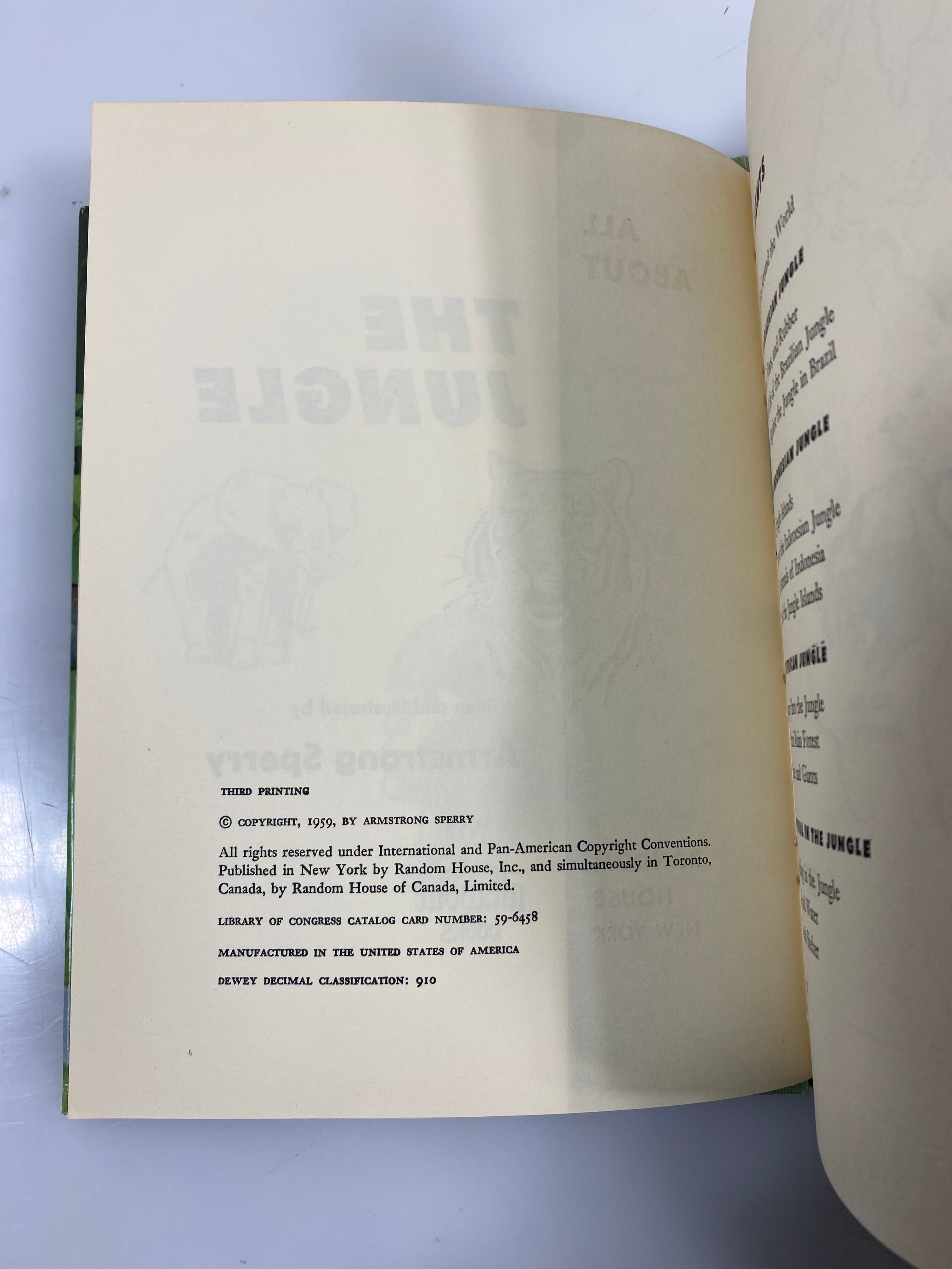 All About the Jungle Armstrong Sperry Random House 1959 HCDJ