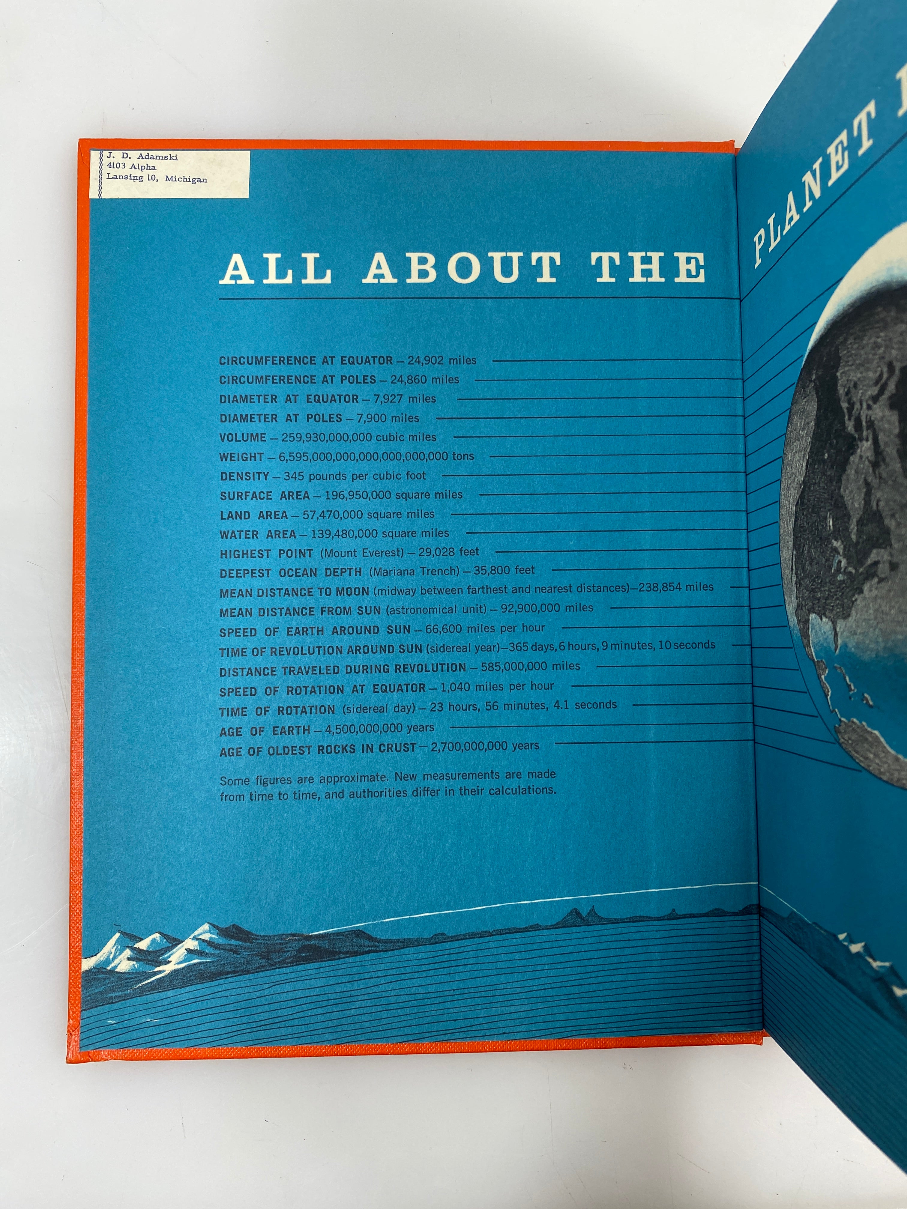 All About the Planet Earth Patricia Lauber Random House 1962 HC