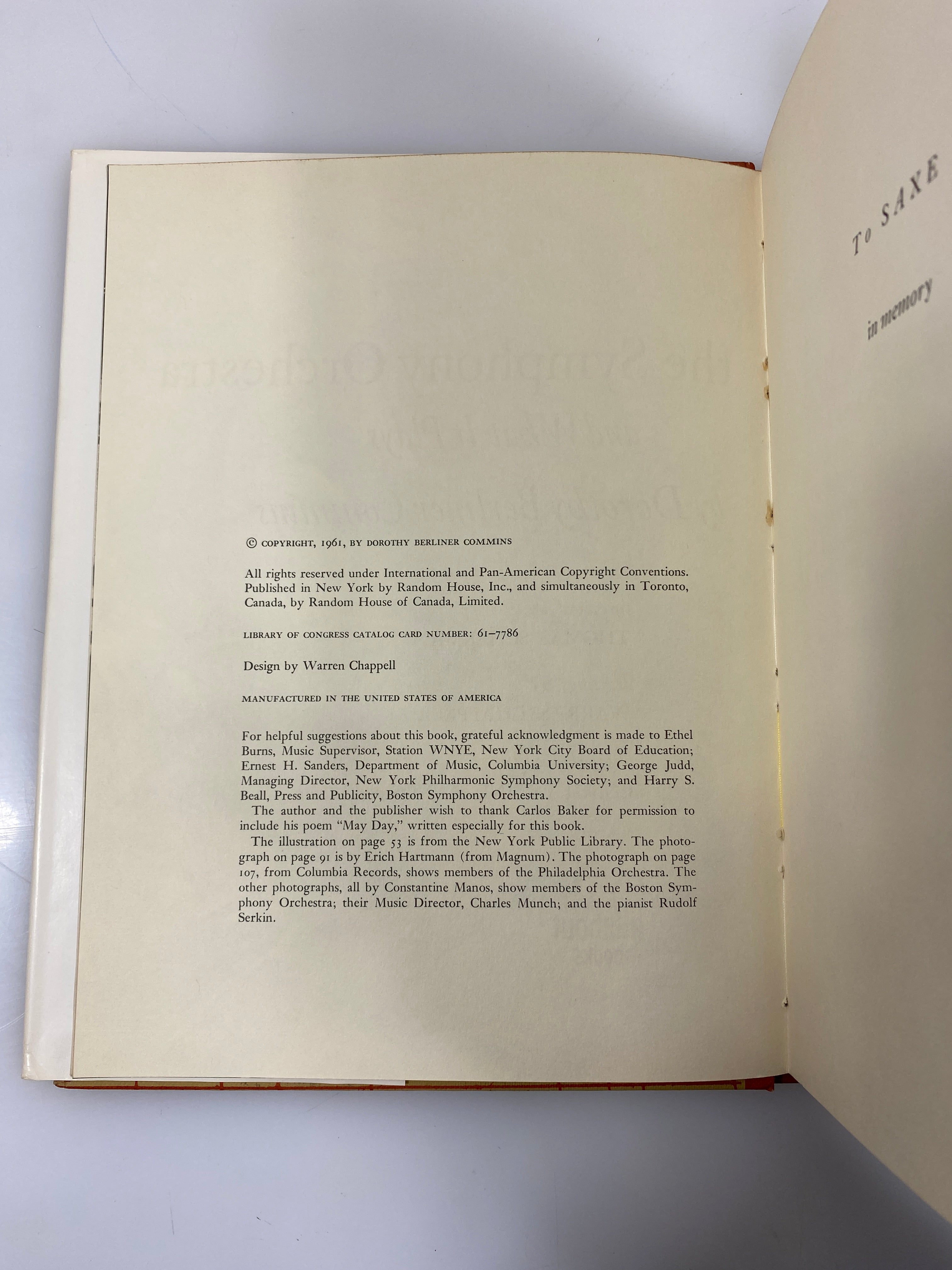 All About the Symphony Orchestra Dorothy Commins Random House 1961 HCDJ