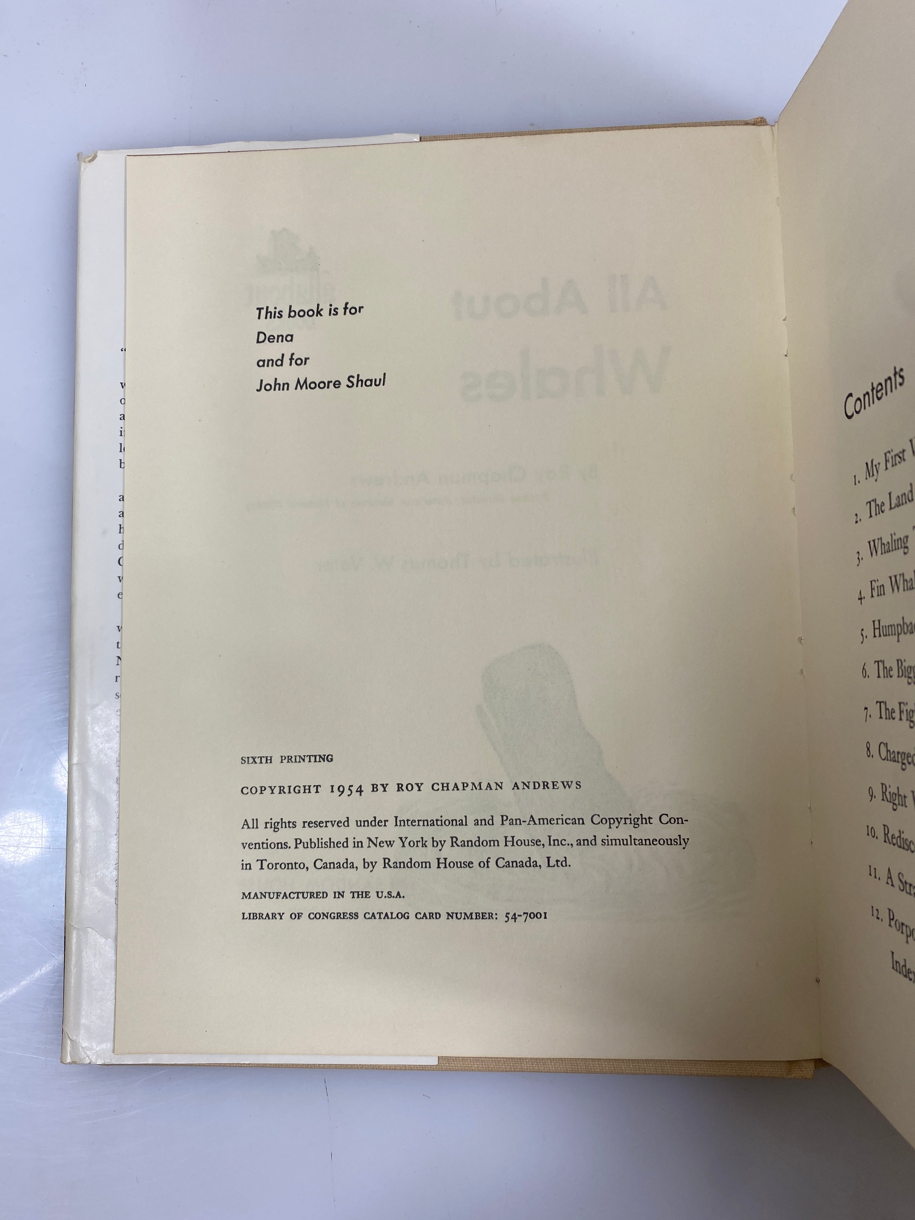 All About Whales Roy Chapman Andrews Random House 6th Print 1954 HCDJ