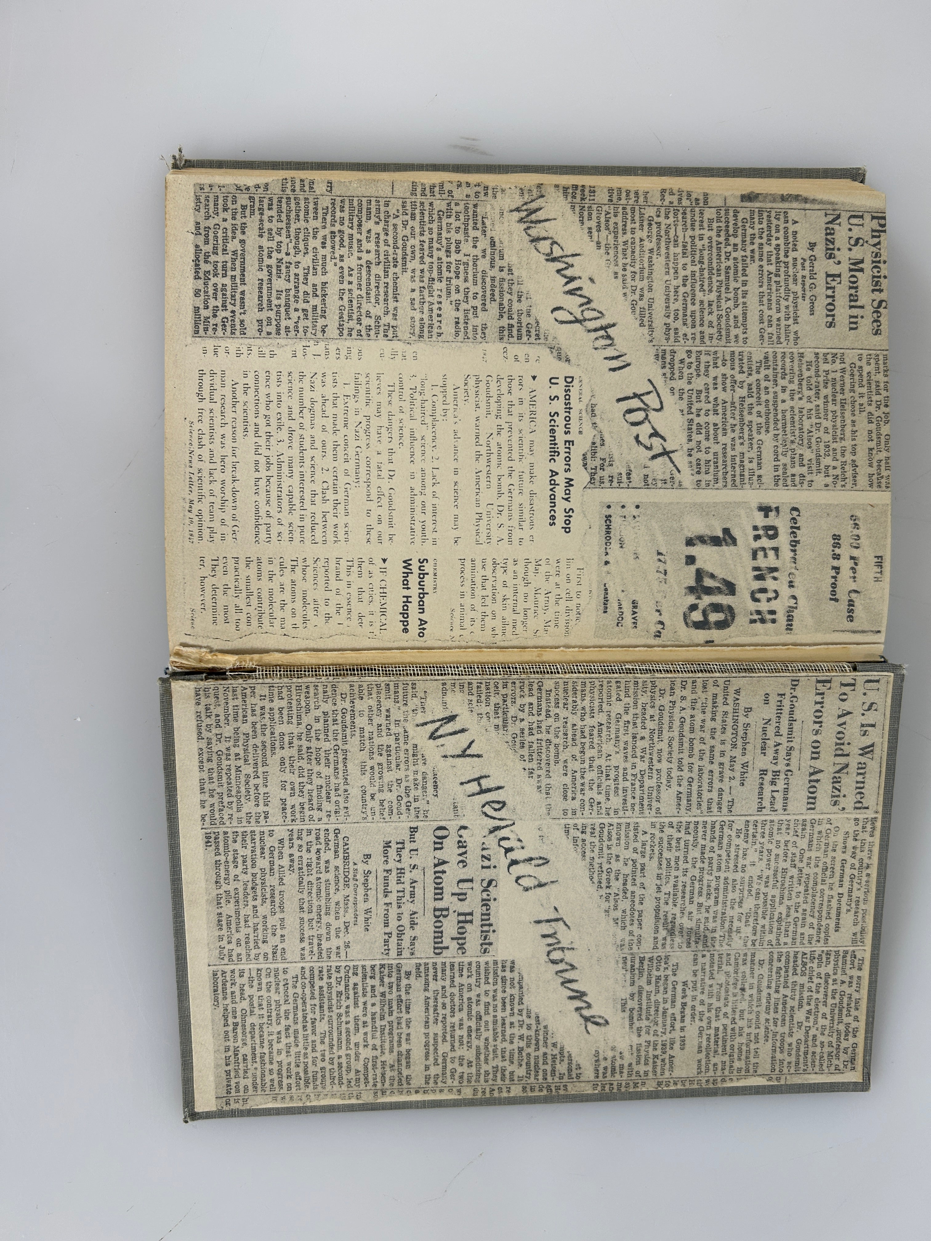 Alsos by Samuel Goudsmit Search for German Atomic Bomb 1947 Ex-Library HC