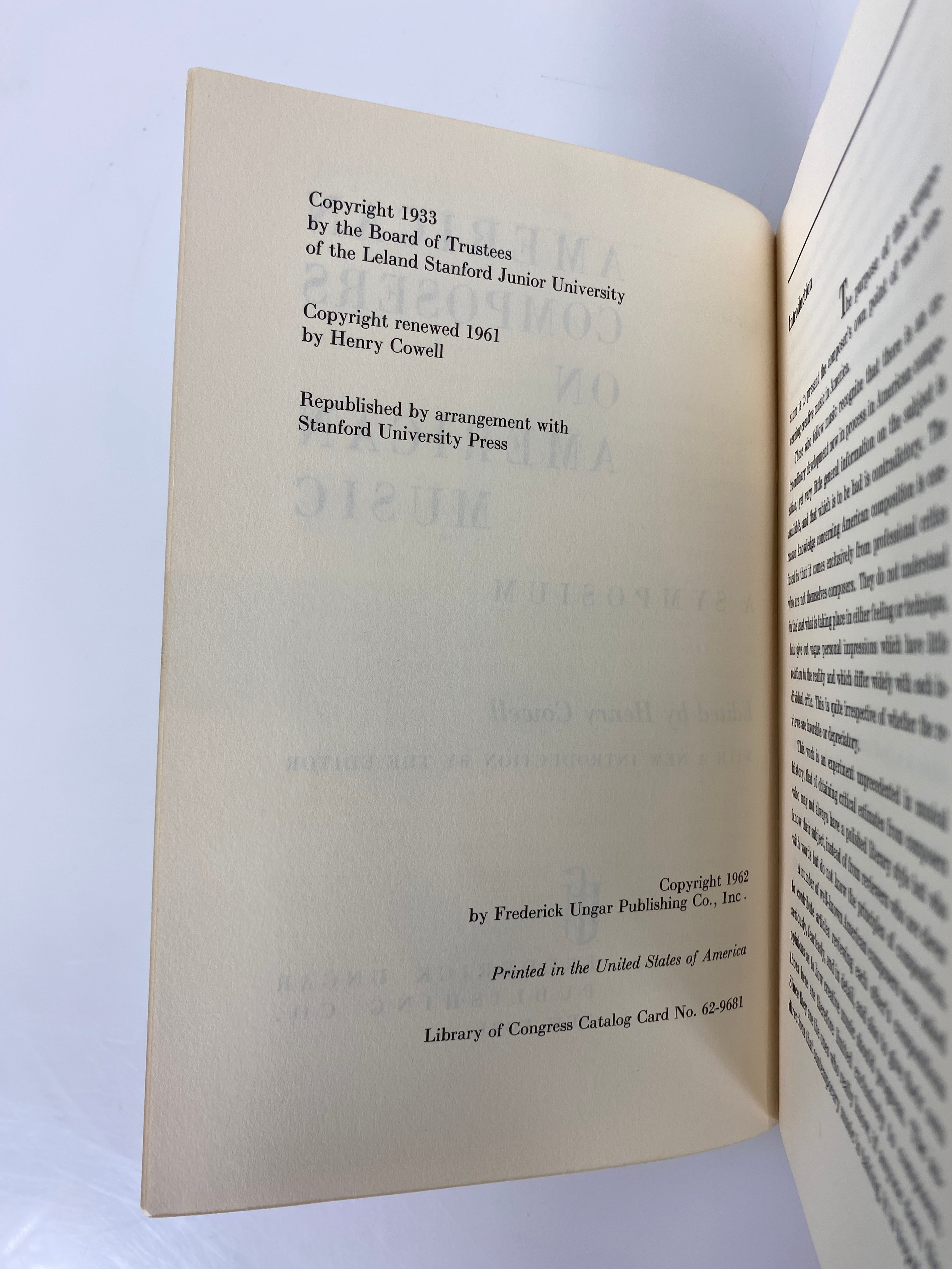 American Composers on American Music by Henry Cowell 1962 SC