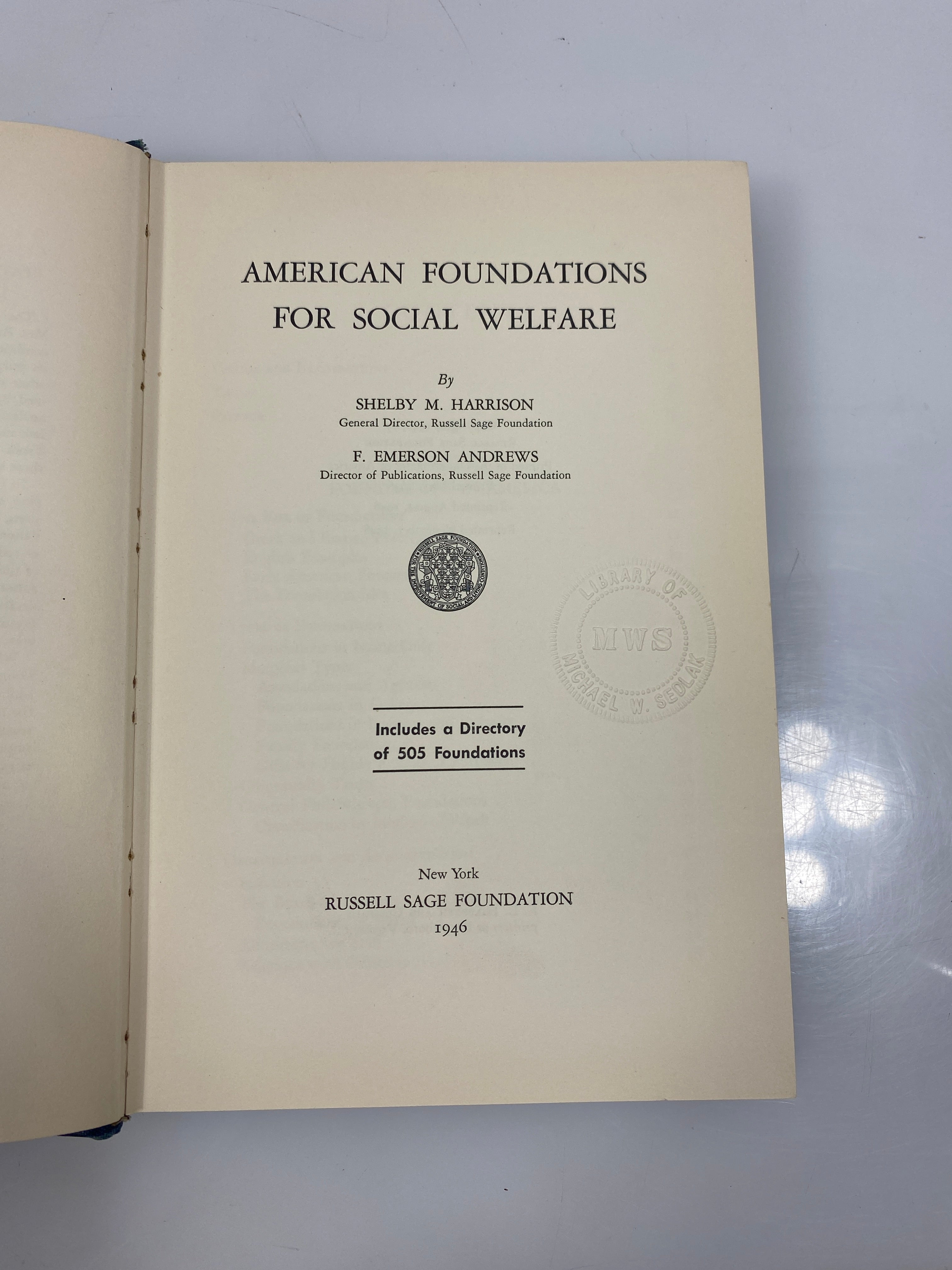 American Foundations for Social Welfare by Harrison/Andrews 1948 HC