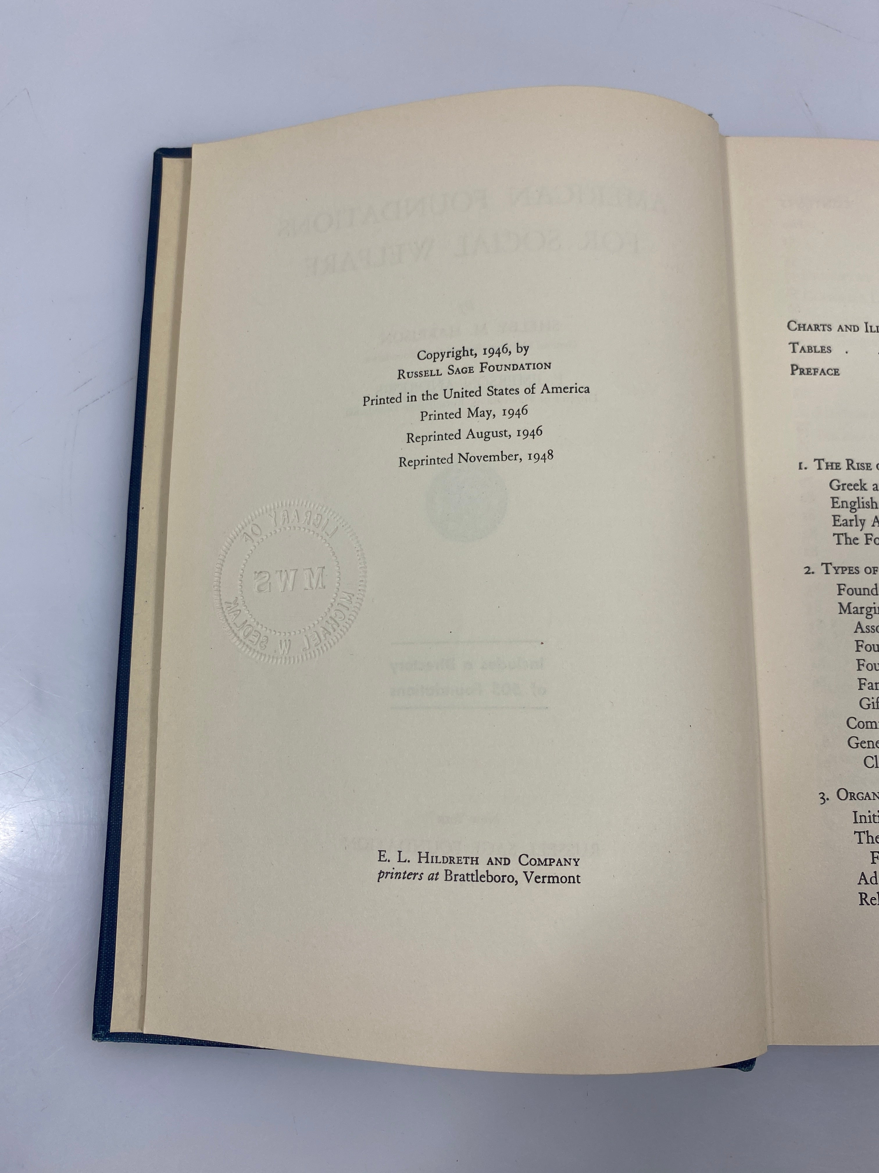 American Foundations for Social Welfare by Harrison/Andrews 1948 HC